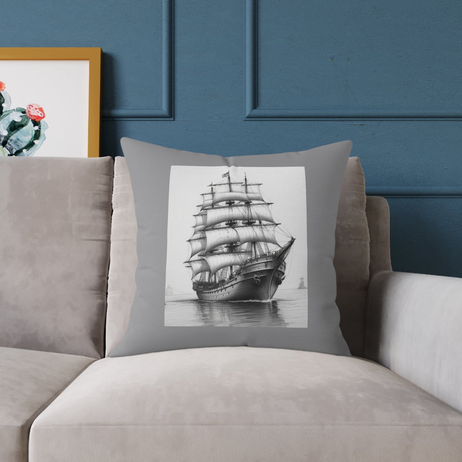 Ship Square Poly Canvas Pillow - Image 11