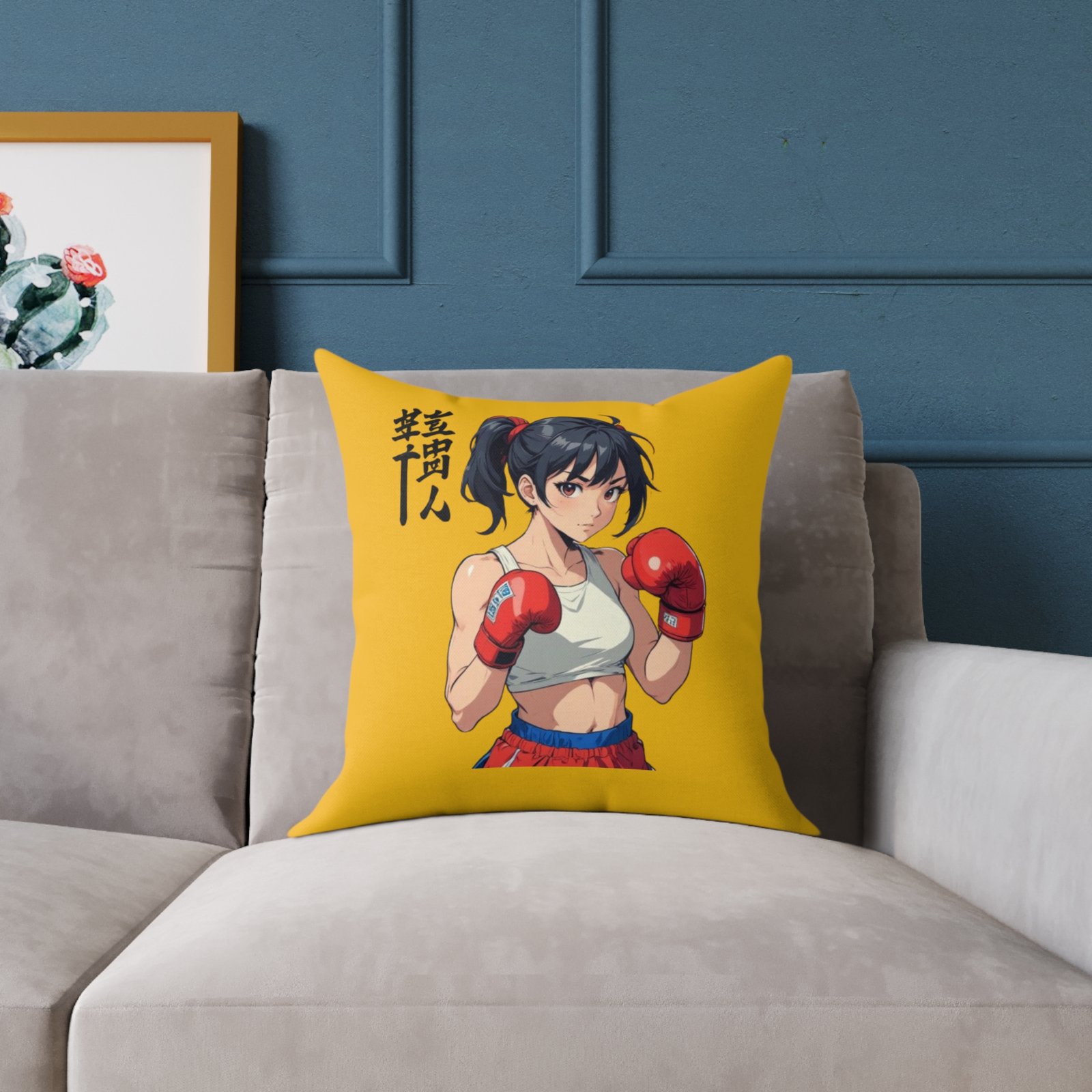 Boxing Square Poly Canvas Pillow - Image 7
