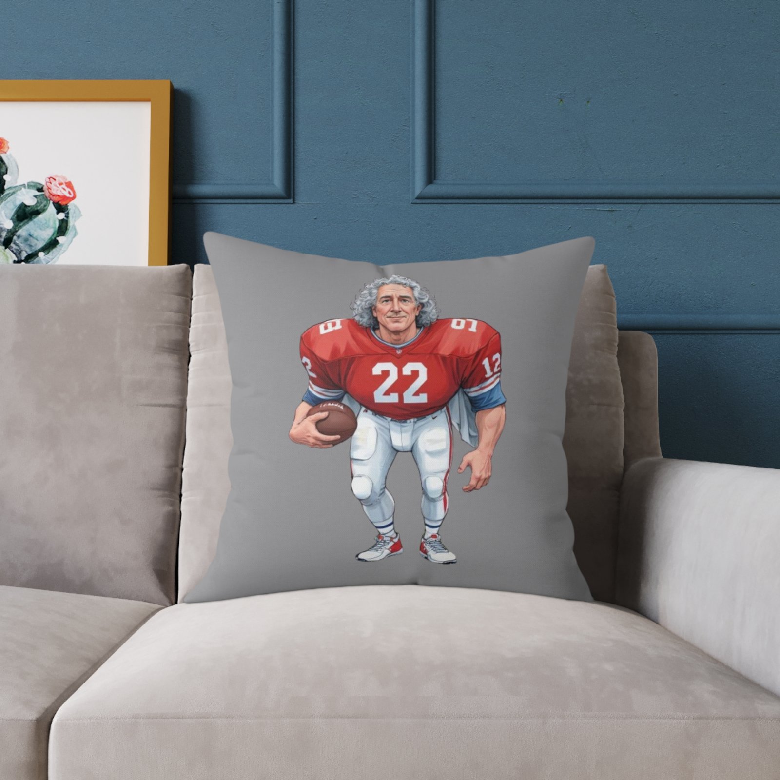 American Football Square Poly Canvas Pillow - Image 11
