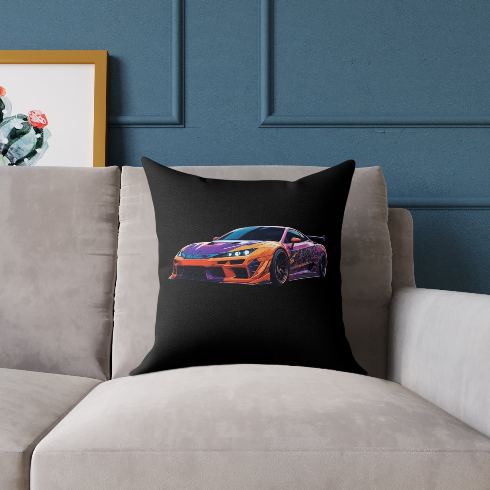 Fast Car Design Square Poly Canvas Pillow - Image 7