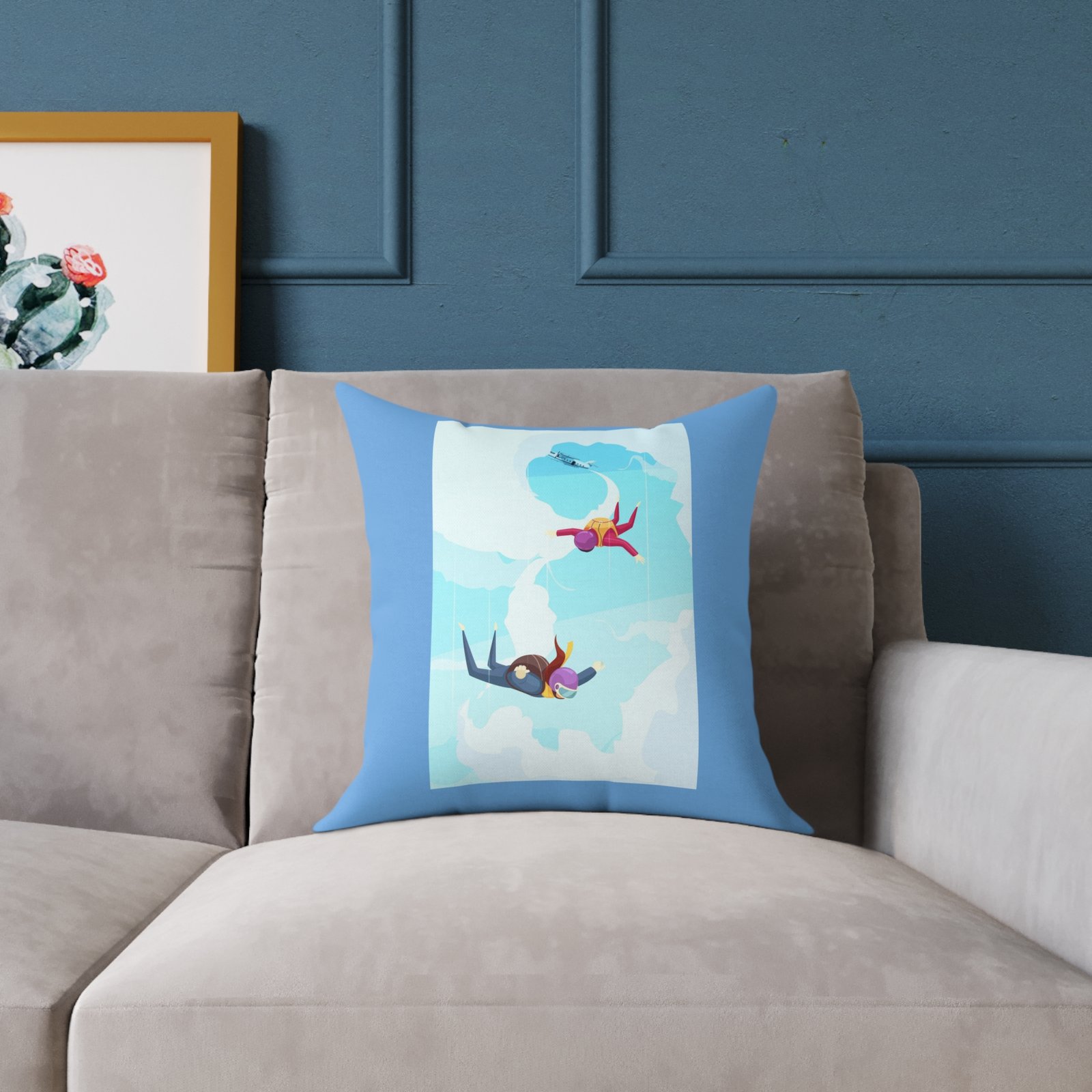 Parachuters Square Poly Canvas Pillow - Image 3