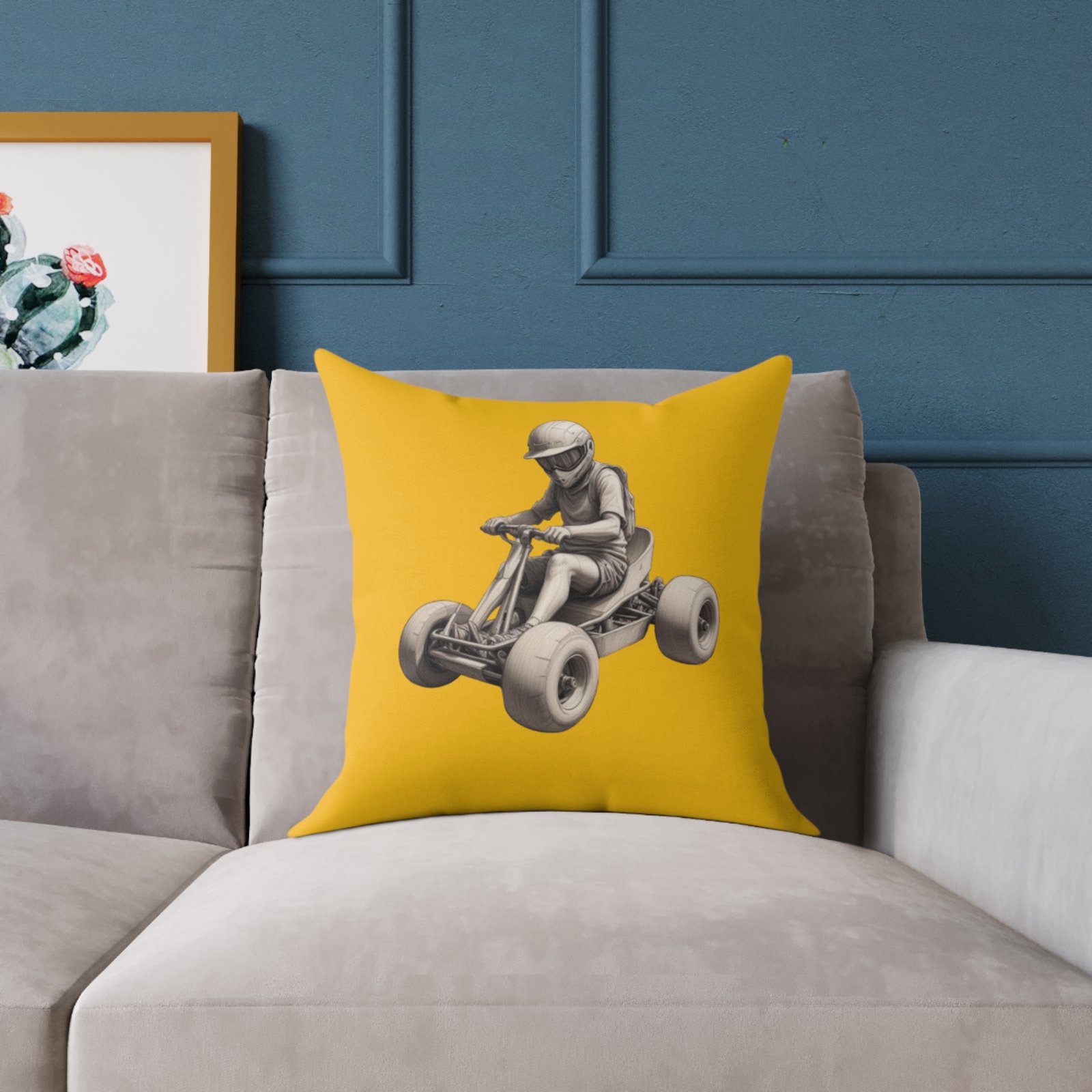 Go Karting Square Poly Canvas Pillow - Image 7
