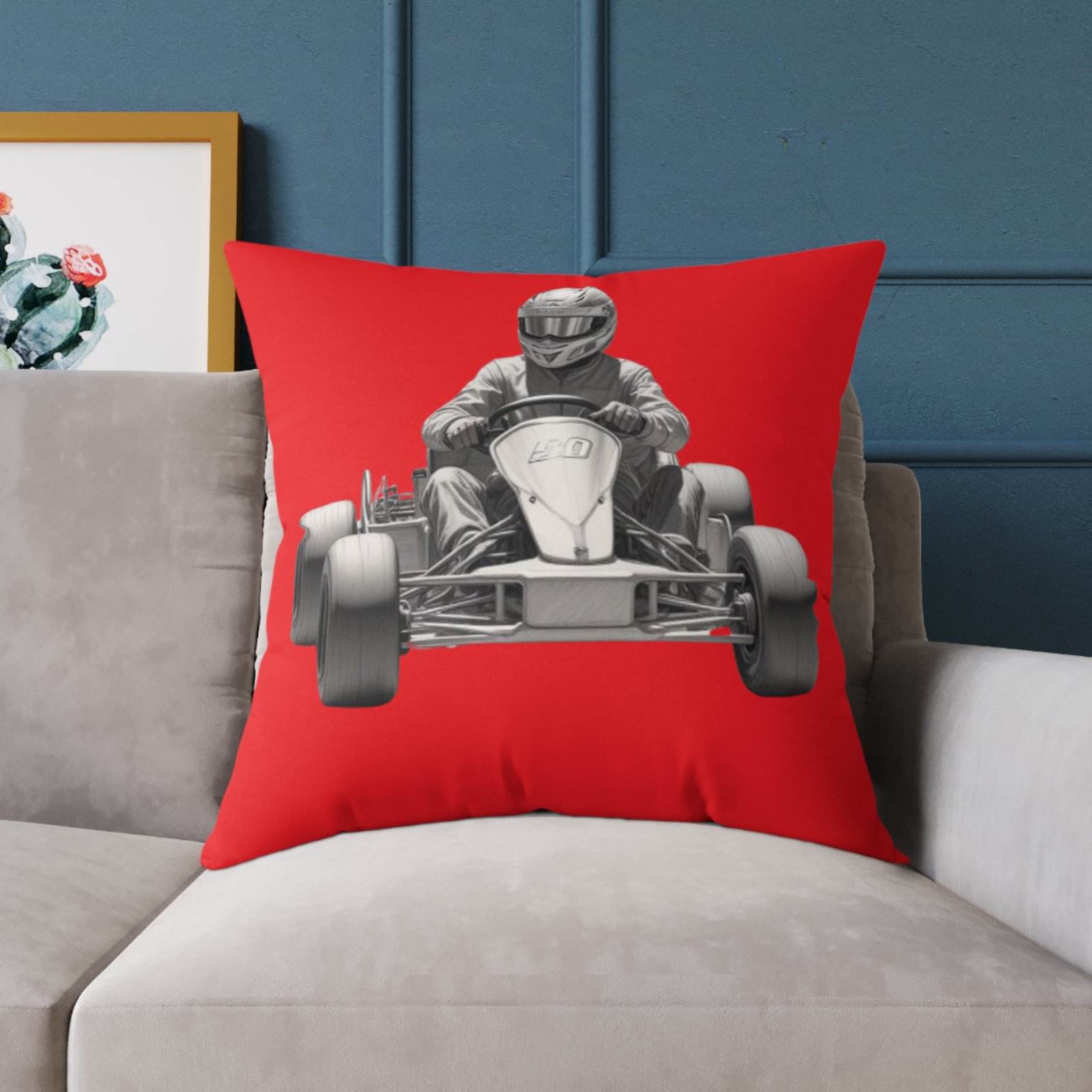 Go Karting Square Poly Canvas Pillow - Image 19
