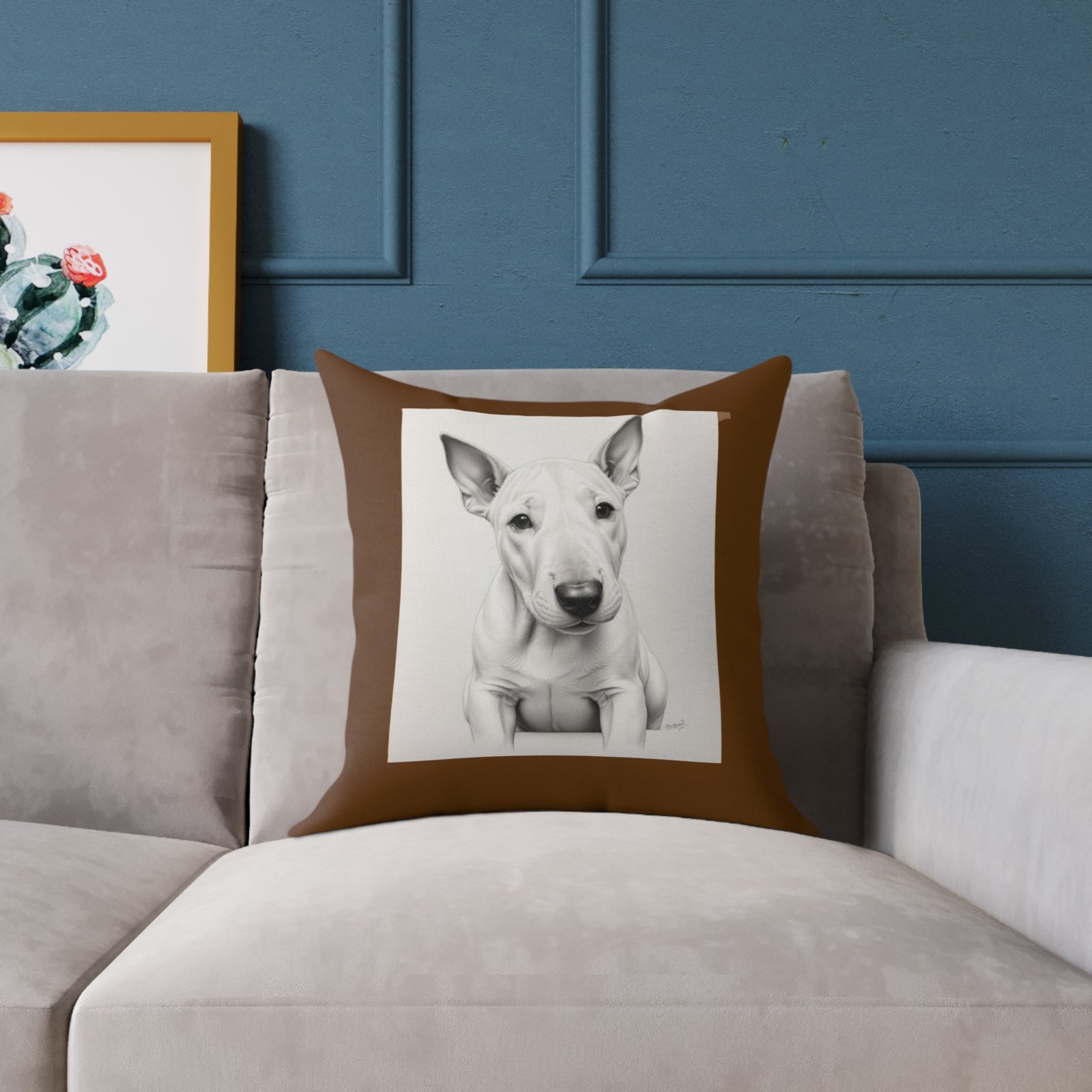 English Bull Terrier Square Poly Canvas Pillow - Image 7