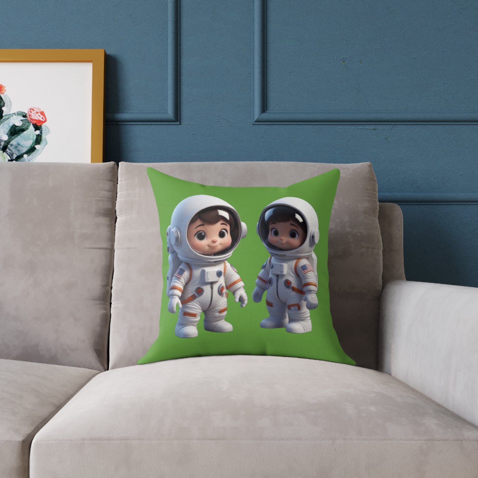 Astronauts Square Poly Canvas Pillow - Image 3