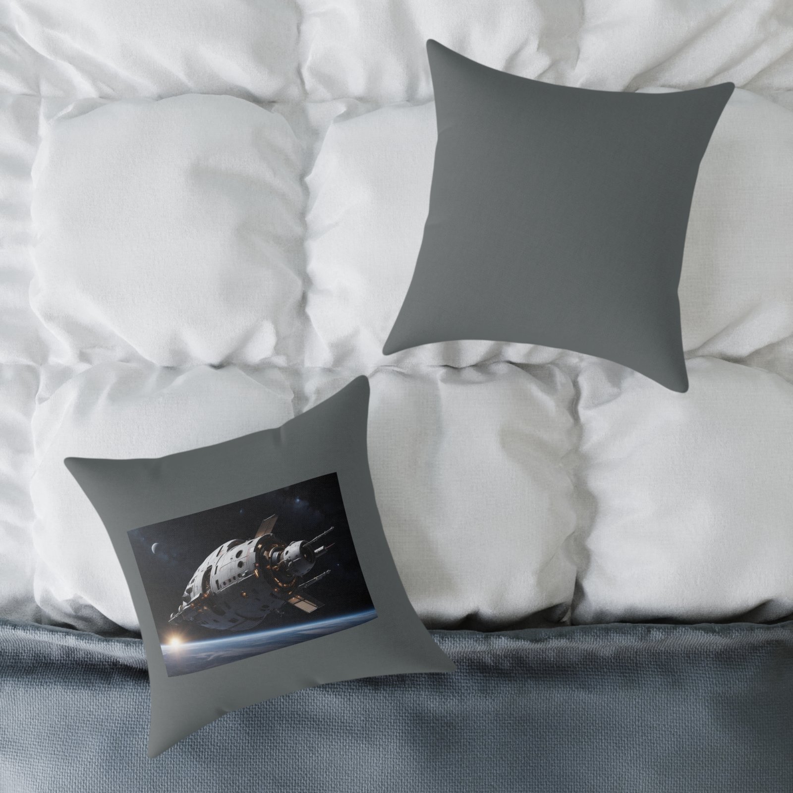 Space Ship Square Poly Canvas Pillow - Image 8
