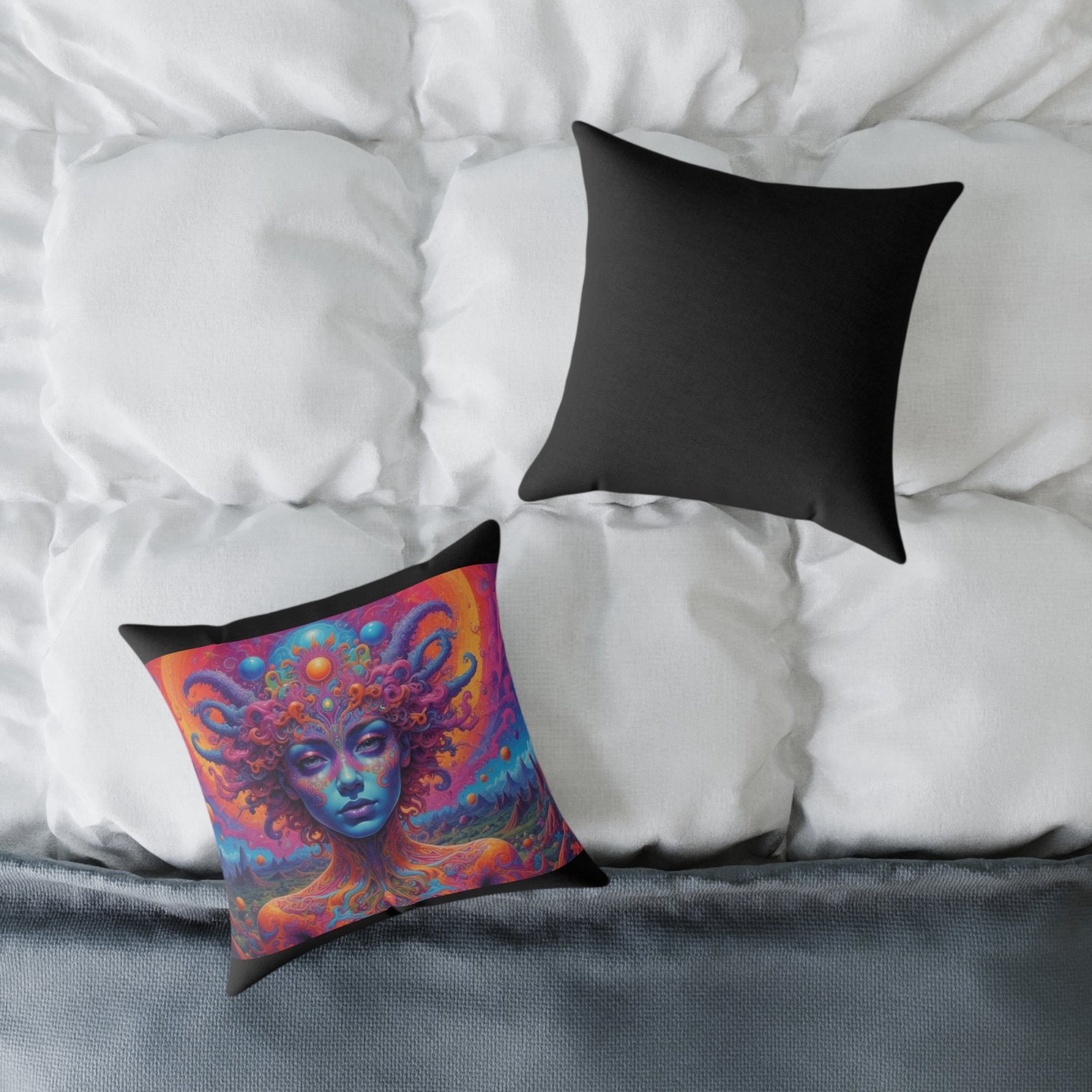 Psychadelic Square Poly Canvas Pillow - Image 4