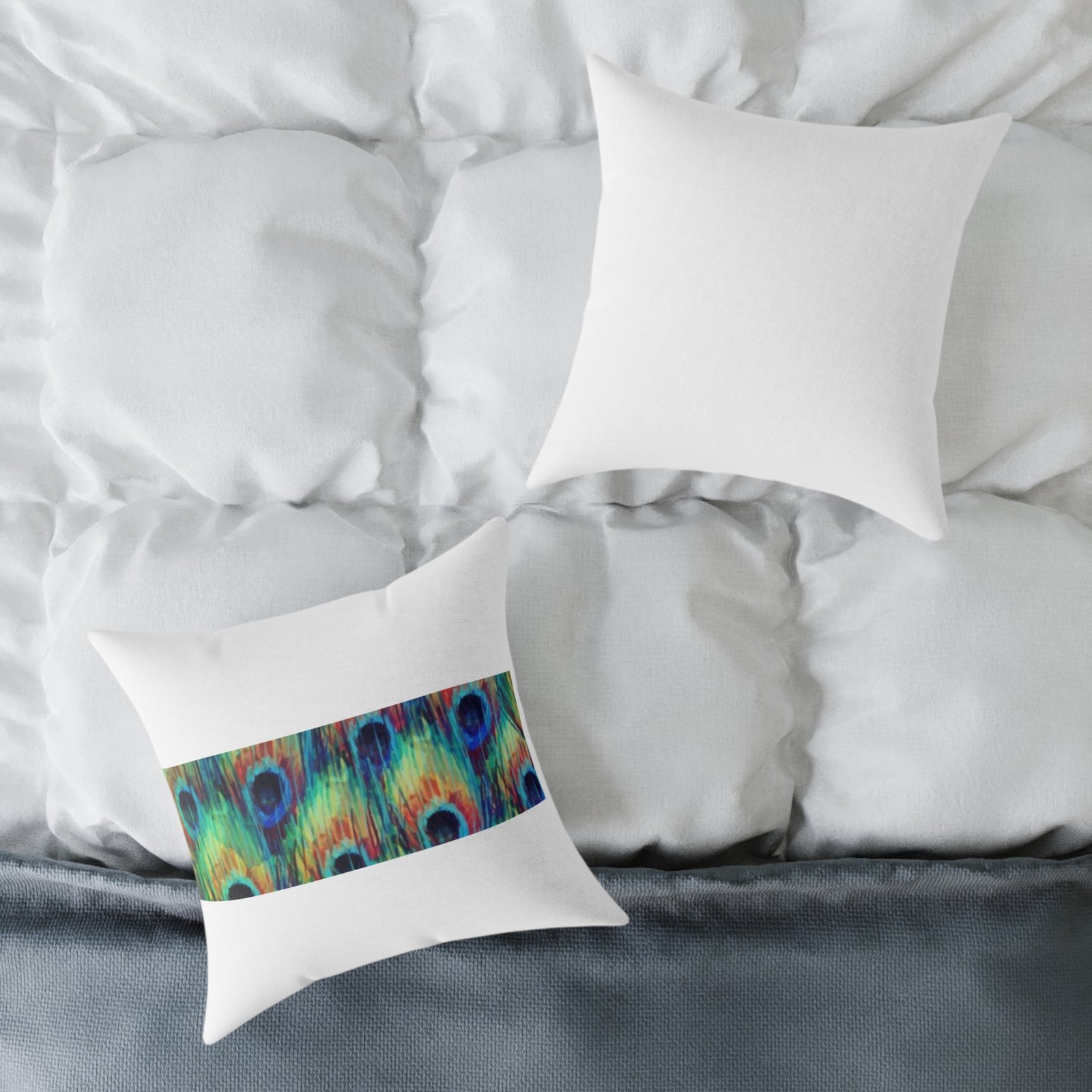 Pea cock Prin t Cushion G ift Square Poly Canvas Pillow Pea cock Prin t , G ift Cushion, Lounge Cushion, Bedroom Cushion, Cushion G ift , , - Image 8