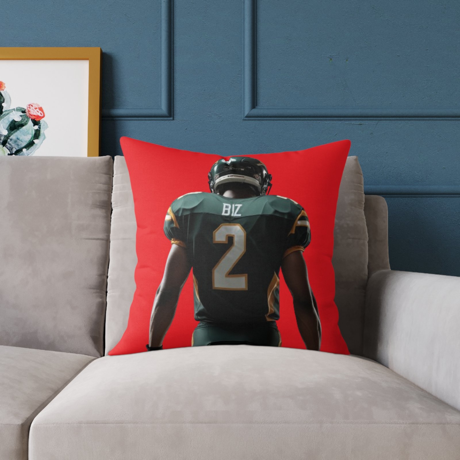 American Football Square Poly Canvas Pillow - Image 11