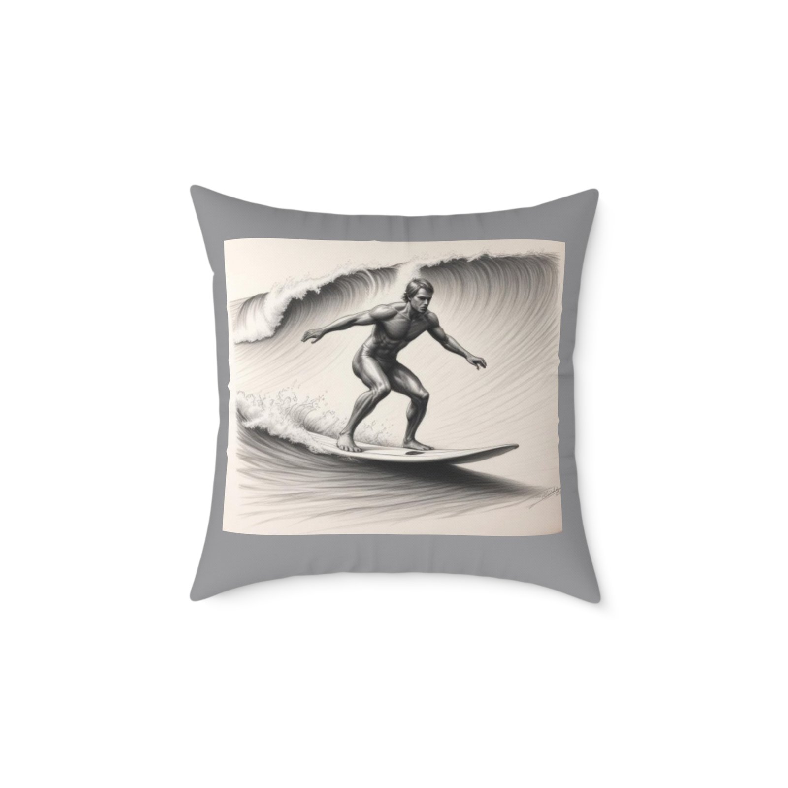 Surfing Square Poly Canvas Pillow - Image 9
