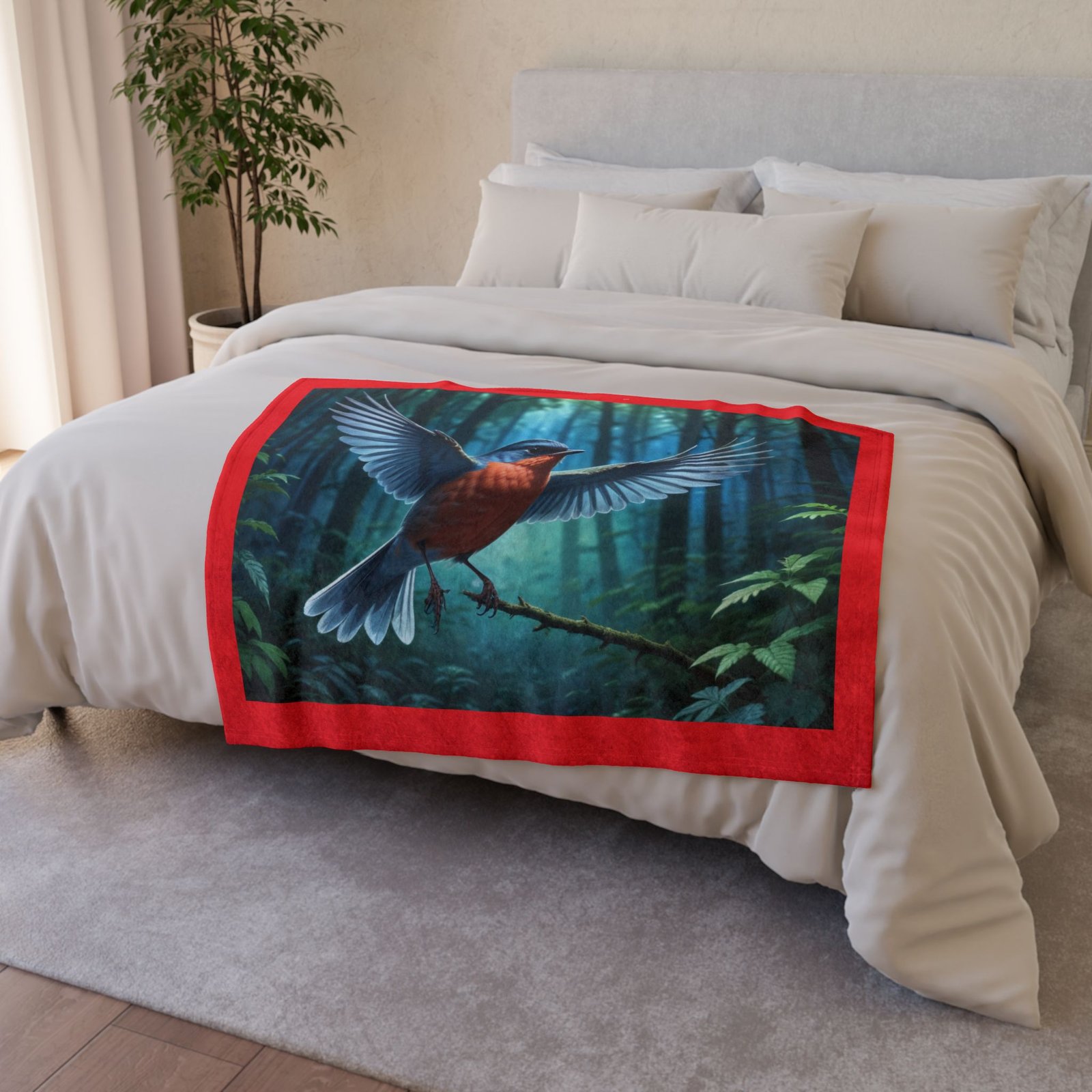 Robin Red Breast Soft Polyester Blanket - Image 4
