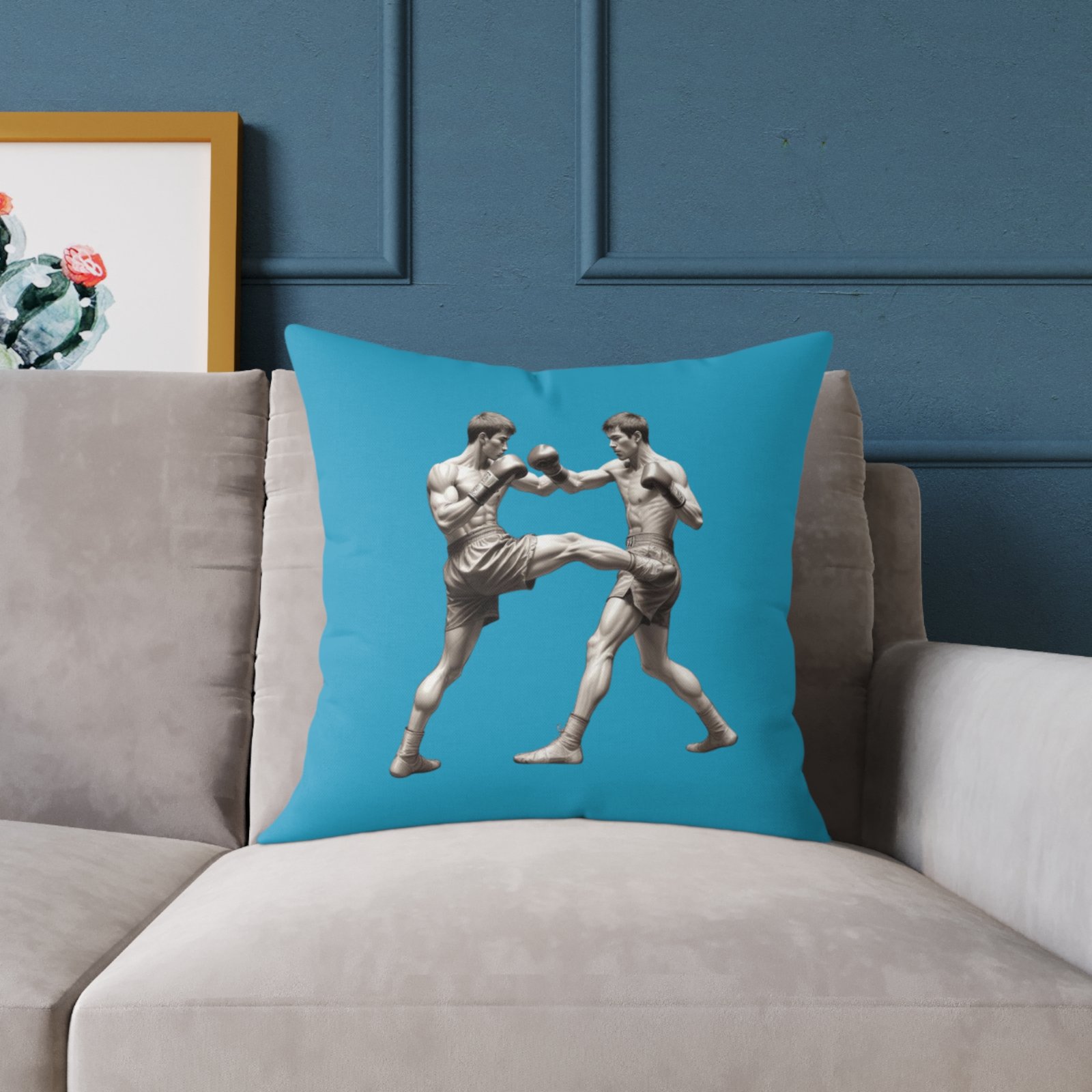 Kickboxing Square Poly Canvas Pillow - Image 11