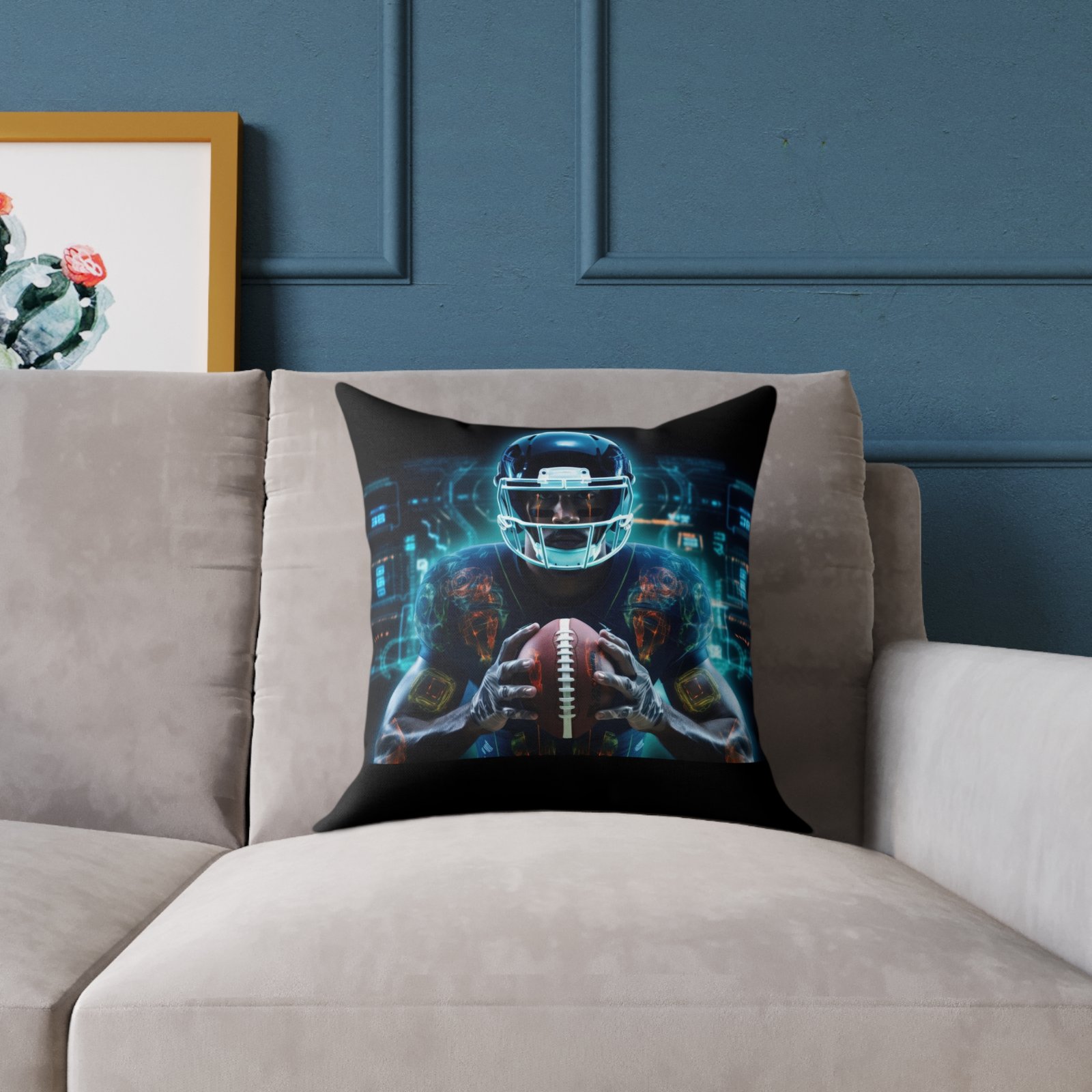 American Football Square Poly Canvas Pillow - Image 3