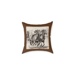 Horse Racing Square Poly Canvas Pillow