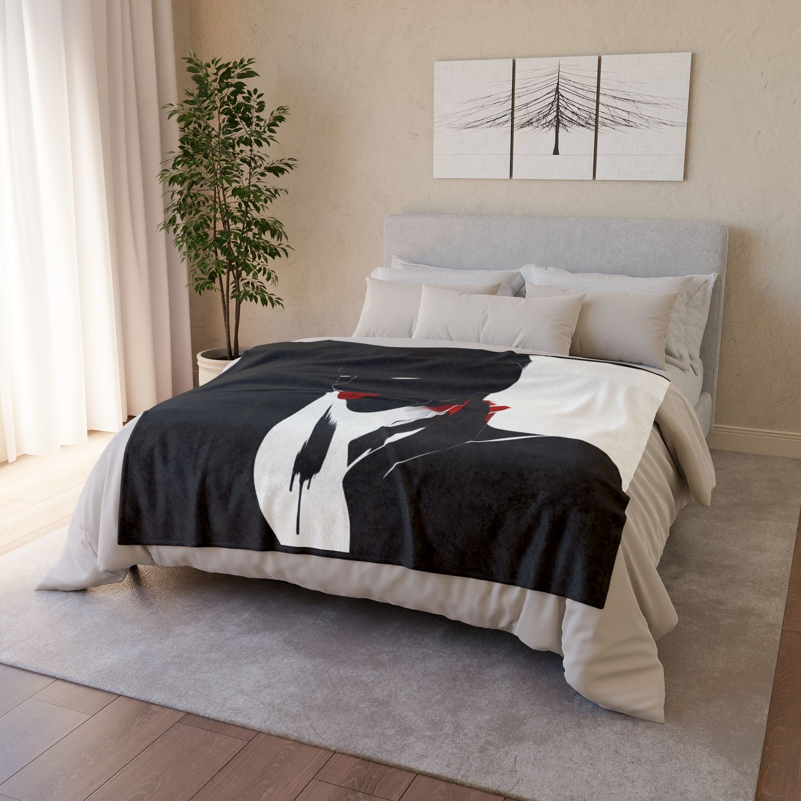 Black And White Soft Polyester Blanket - Image 8