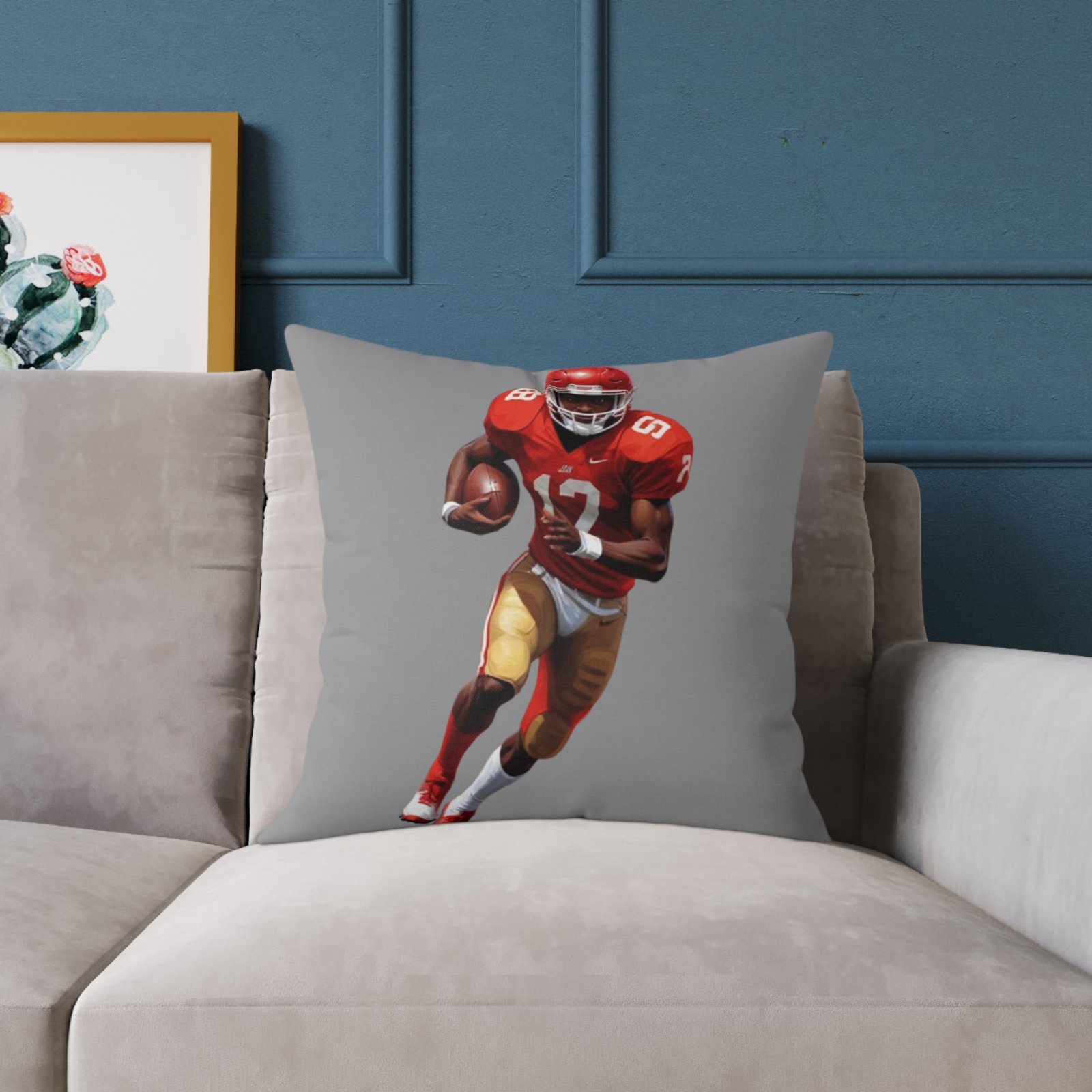 American Football Square Poly Canvas Pillow - Image 11
