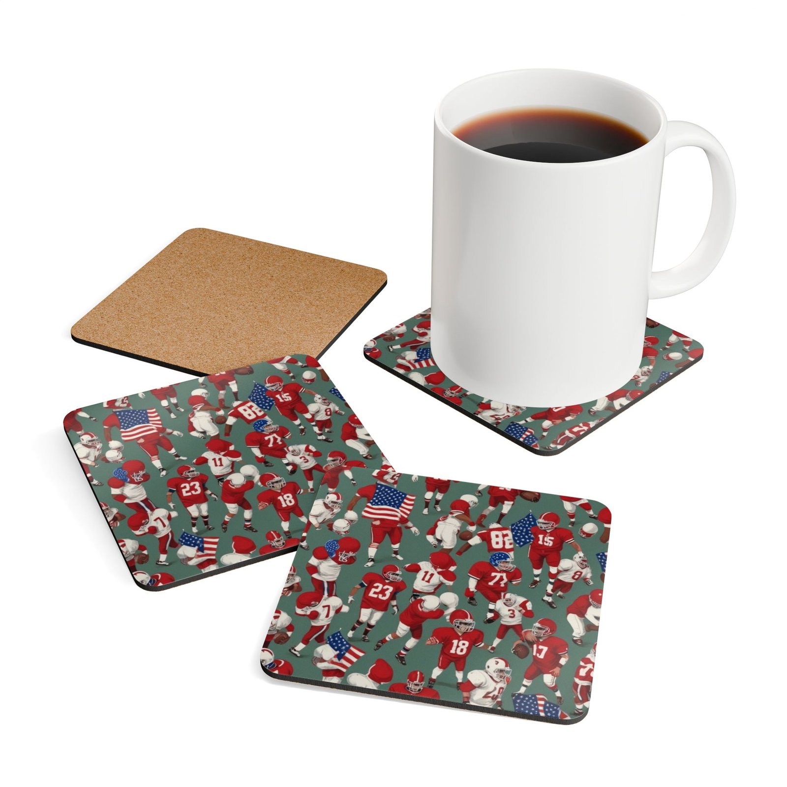 American Football Corkwood Coaster Set - Image 4