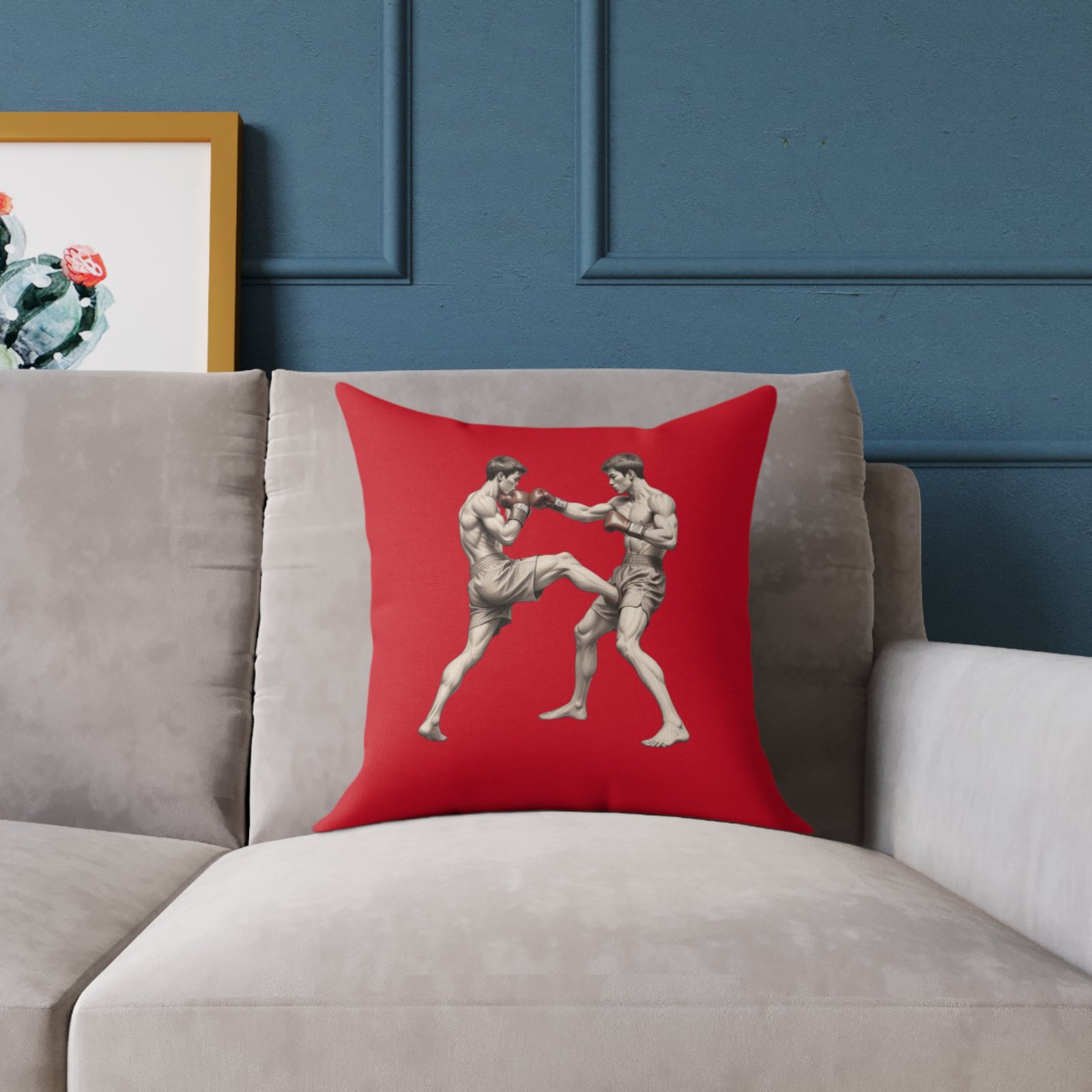 Kickboxing Square Poly Canvas Pillow - Image 3