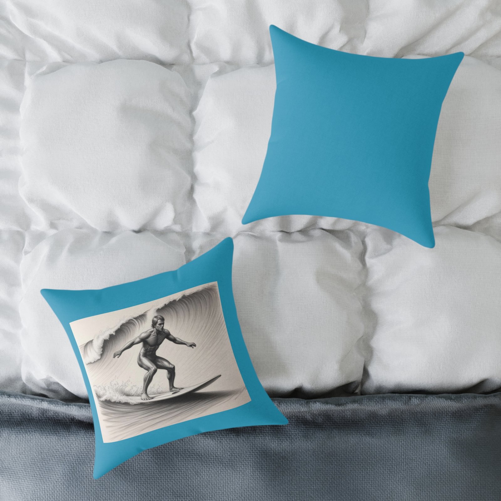 Surfing Square Poly Canvas Pillow - Image 8