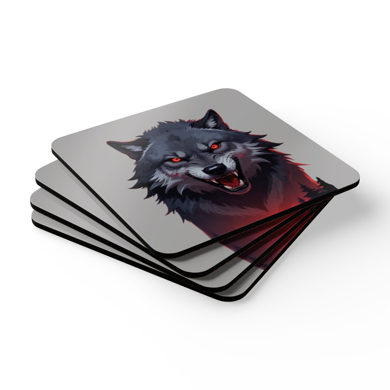 Wolf Corkwood Coaster Set - Image 3