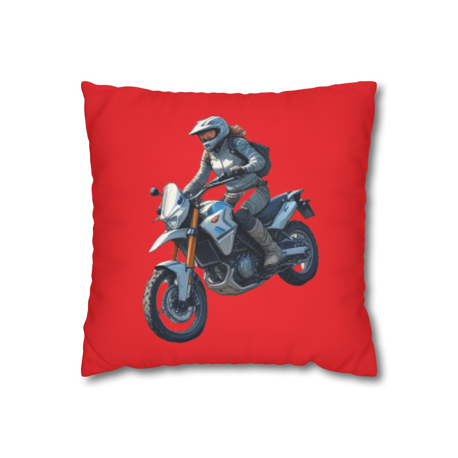 Scrambling Bikes Square Poly Canvas Pillowcase