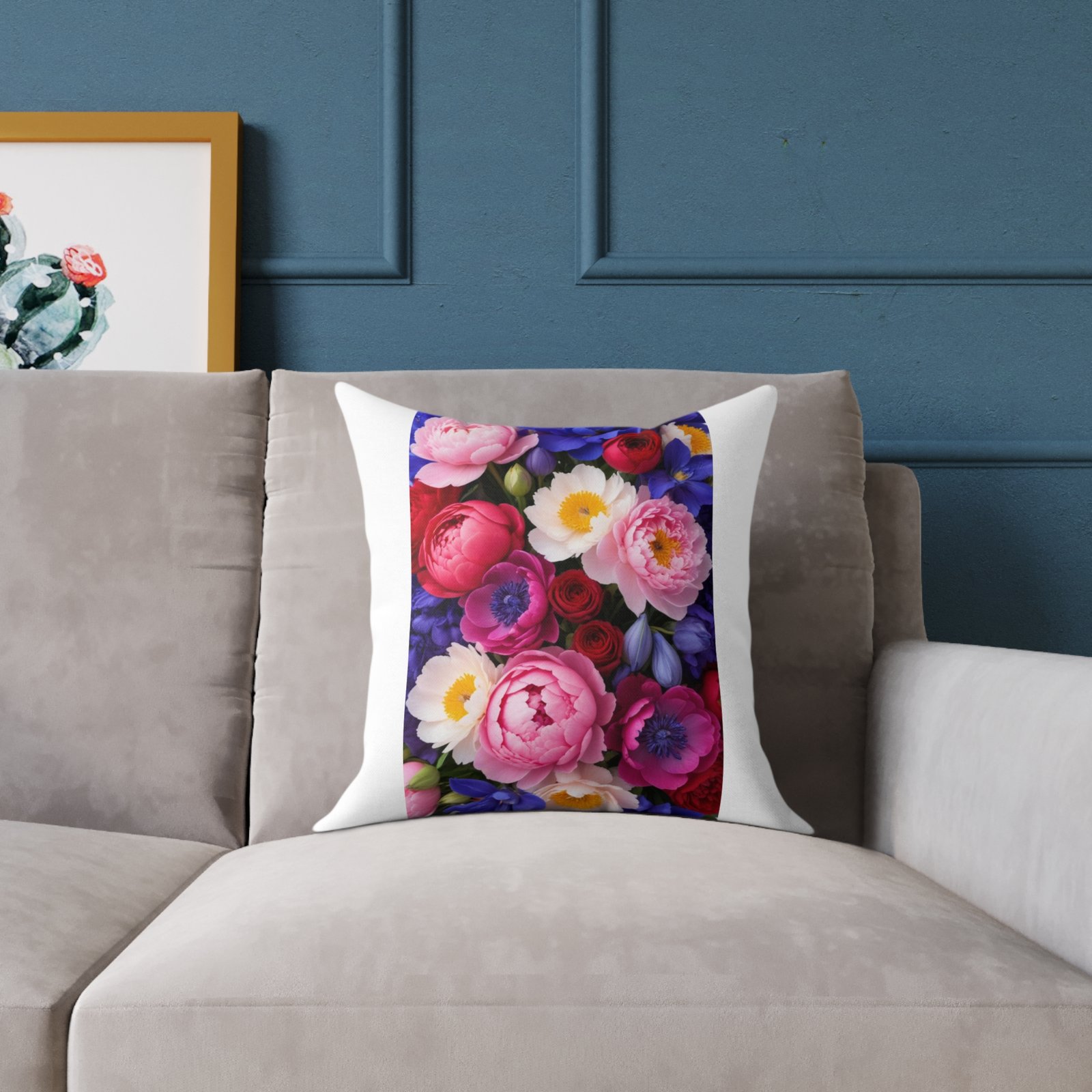 Flowers Square Poly Canvas Pillow - Image 3