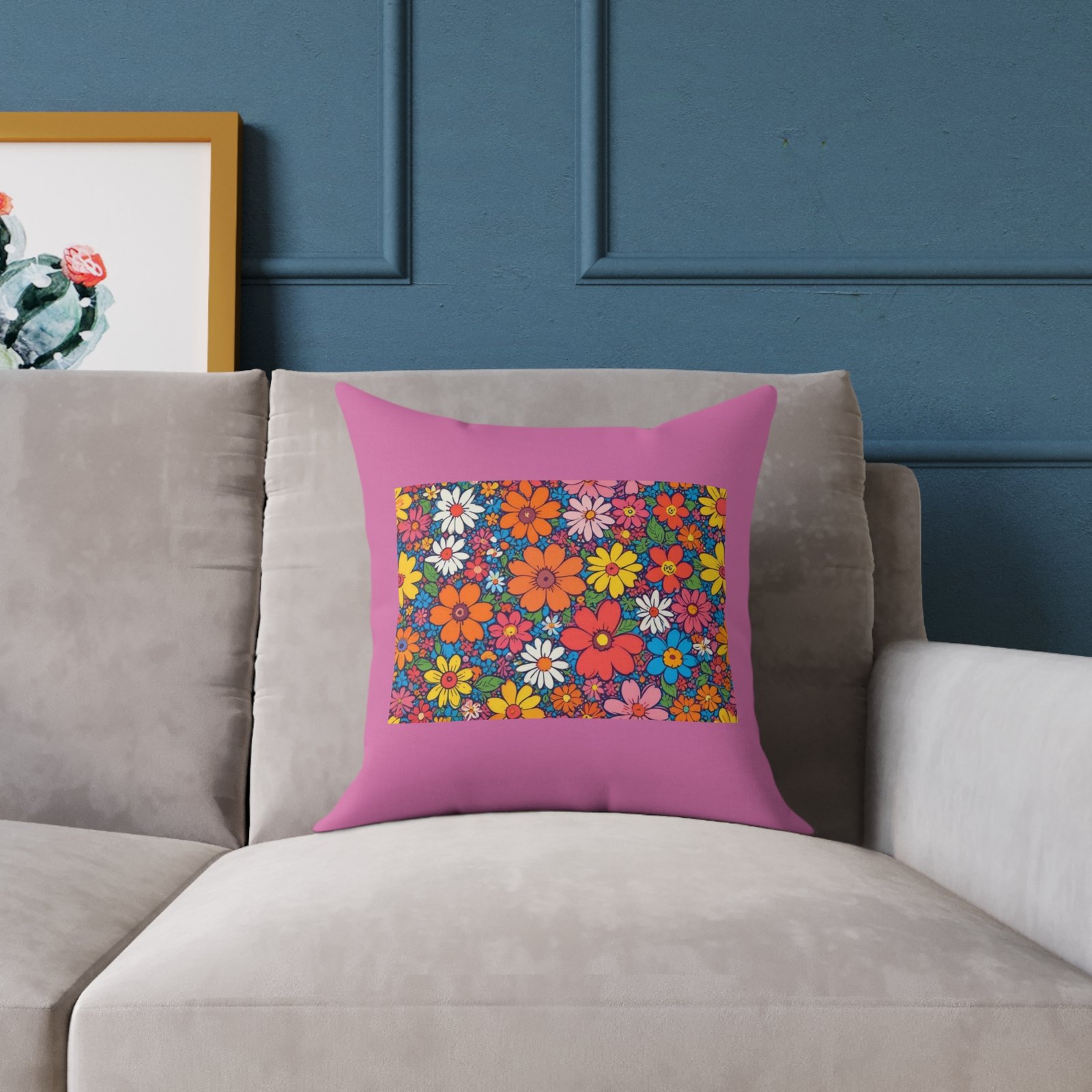 Psychadelic Square Poly Canvas Pillow - Image 3