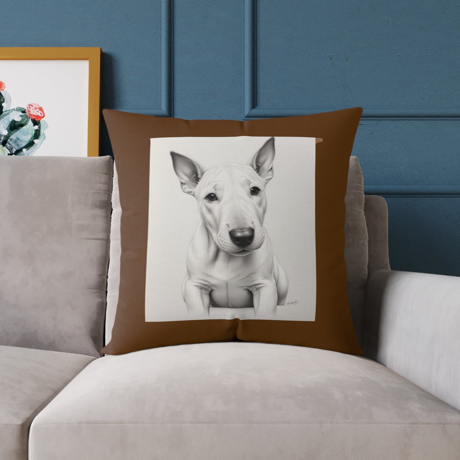 English Bull Terrier Square Poly Canvas Pillow - Image 15