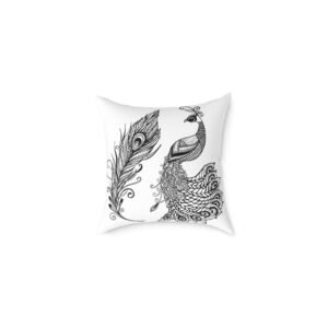 Pea cock Prin t Cushion G ift Square Poly Canvas Pillow Pea cock Prin t , G ift Cushion, Lounge Cushion, Bedroom Cushion, Cushion G ift , ,