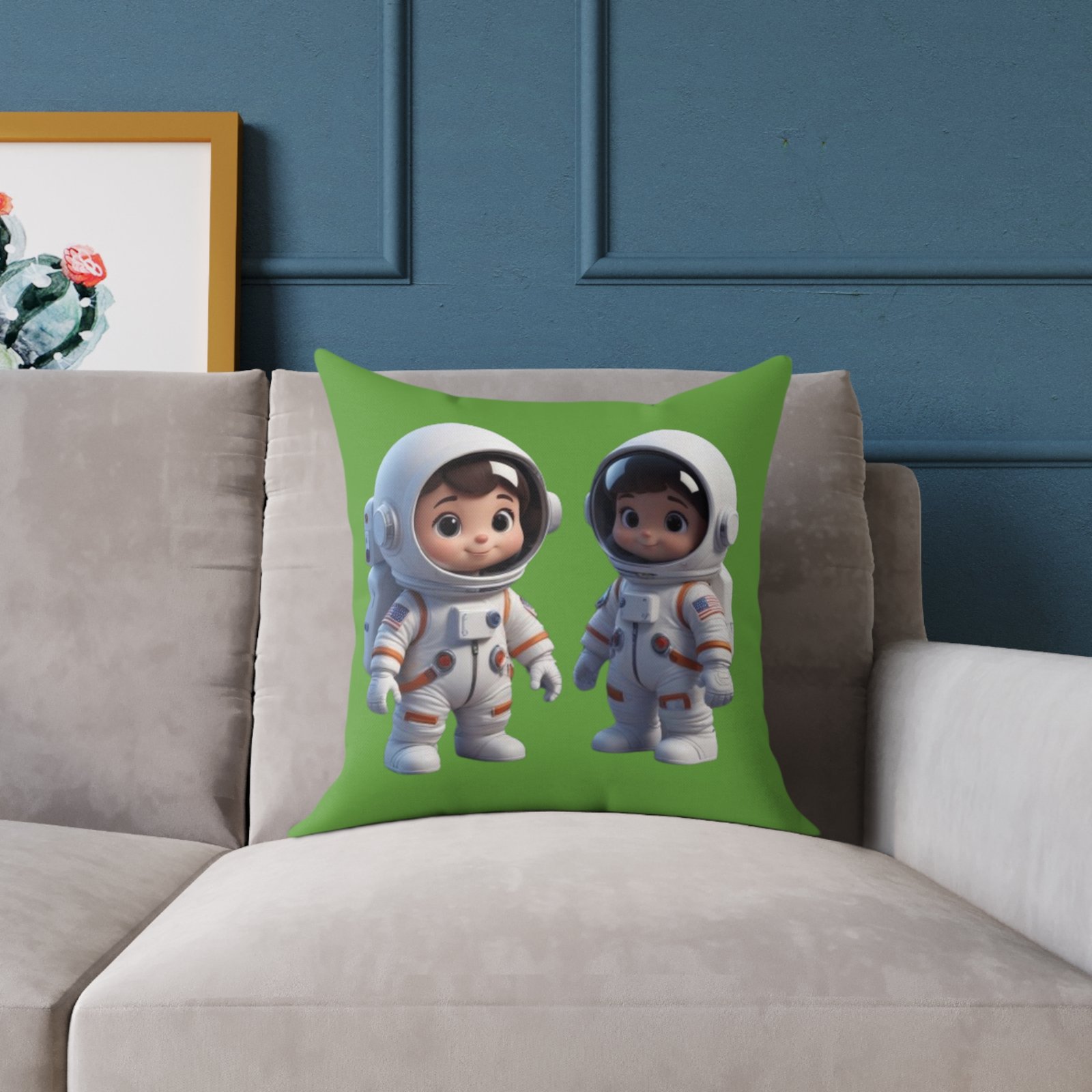 Astronauts Square Poly Canvas Pillow - Image 7
