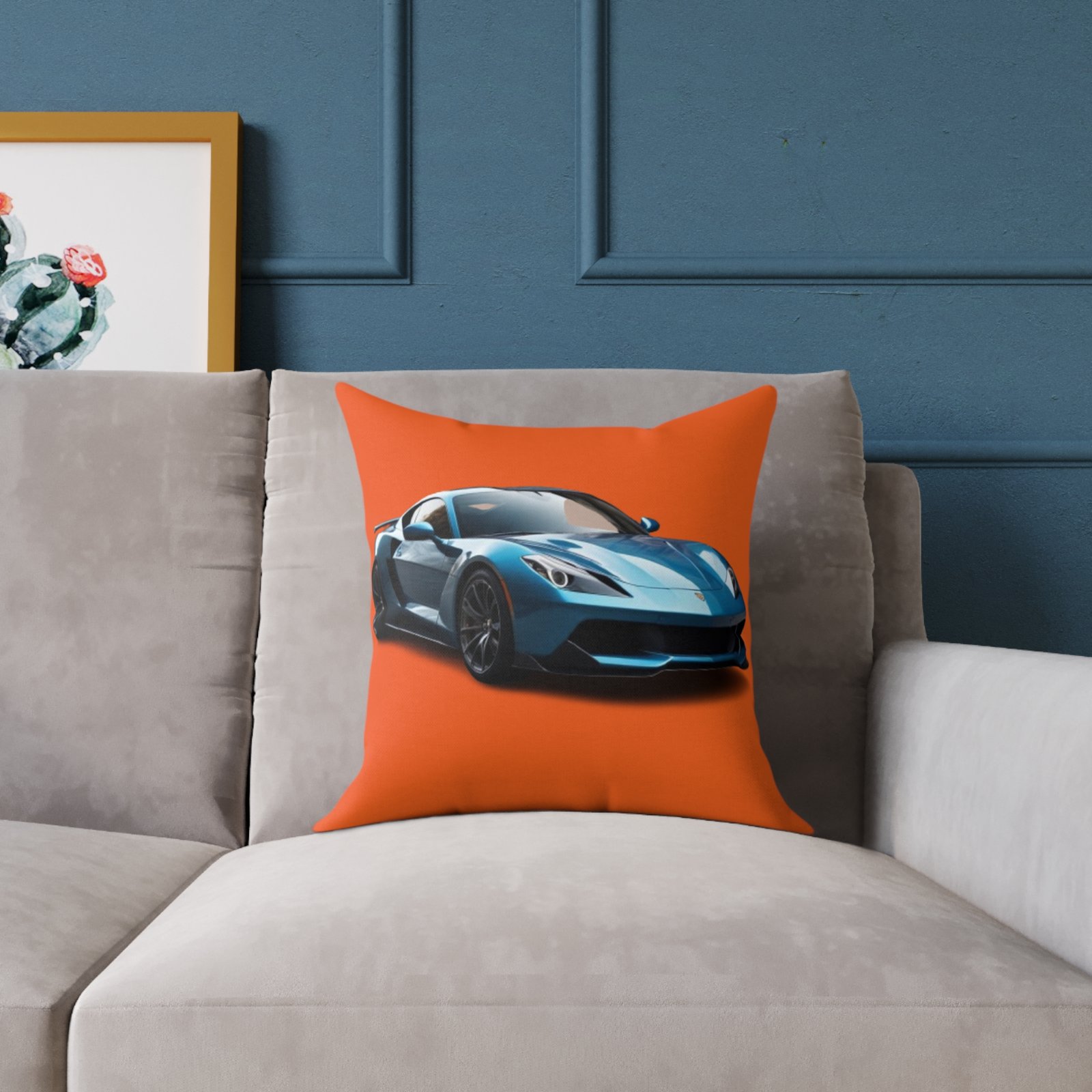 Fast Car Square Poly Canvas Pillow - Image 3