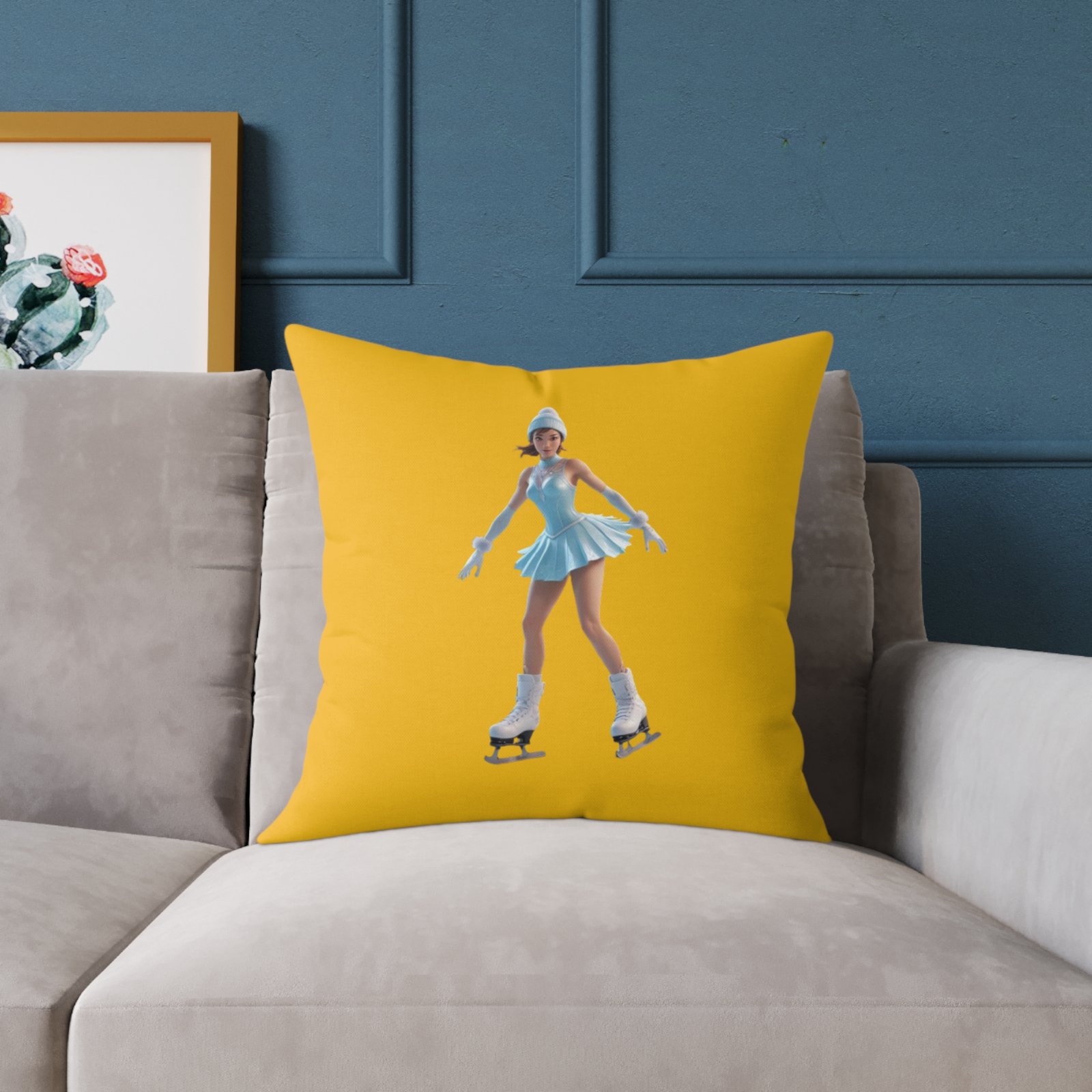 Ice Skating Square Poly Canvas Pillow - Image 11
