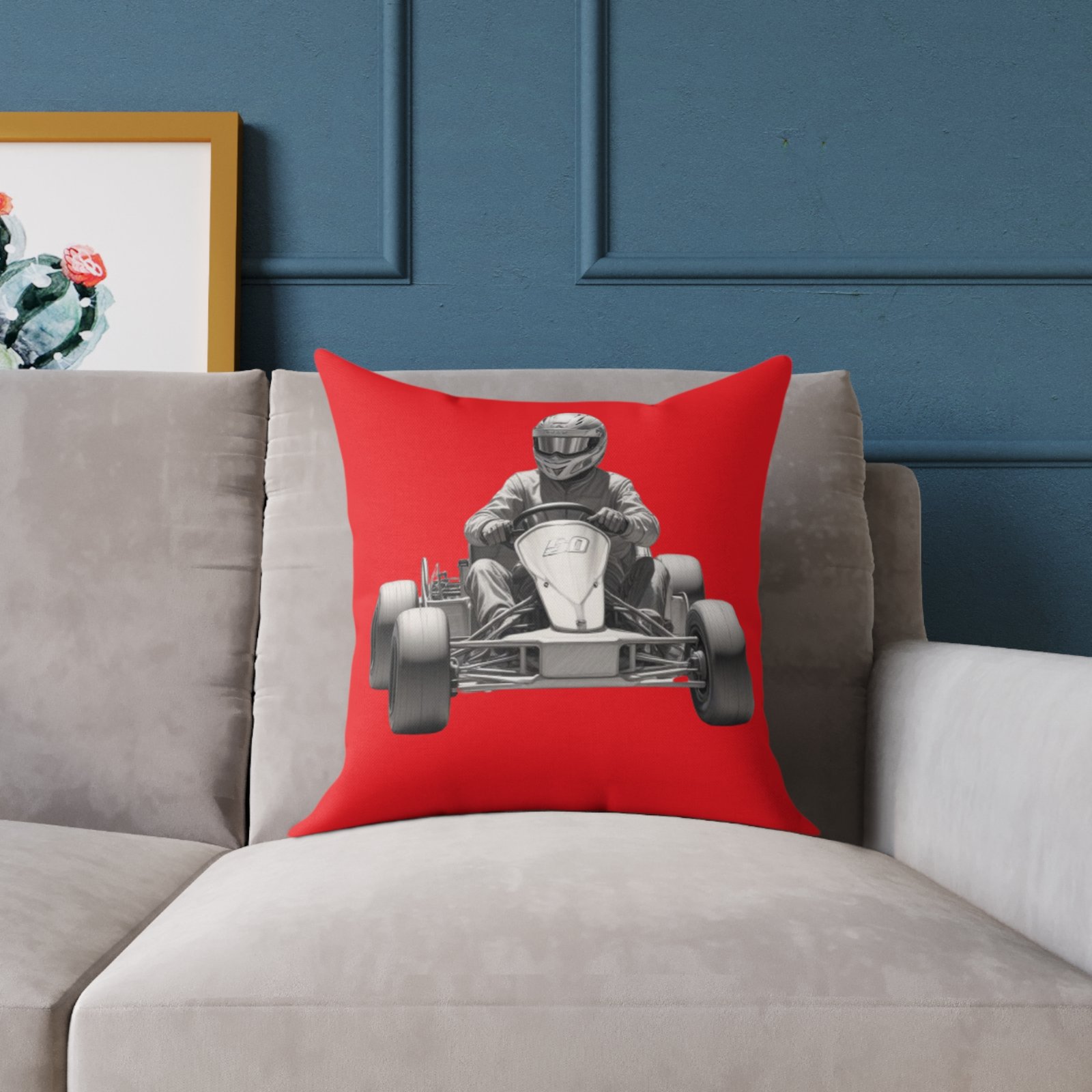 Go Karting Square Poly Canvas Pillow - Image 7