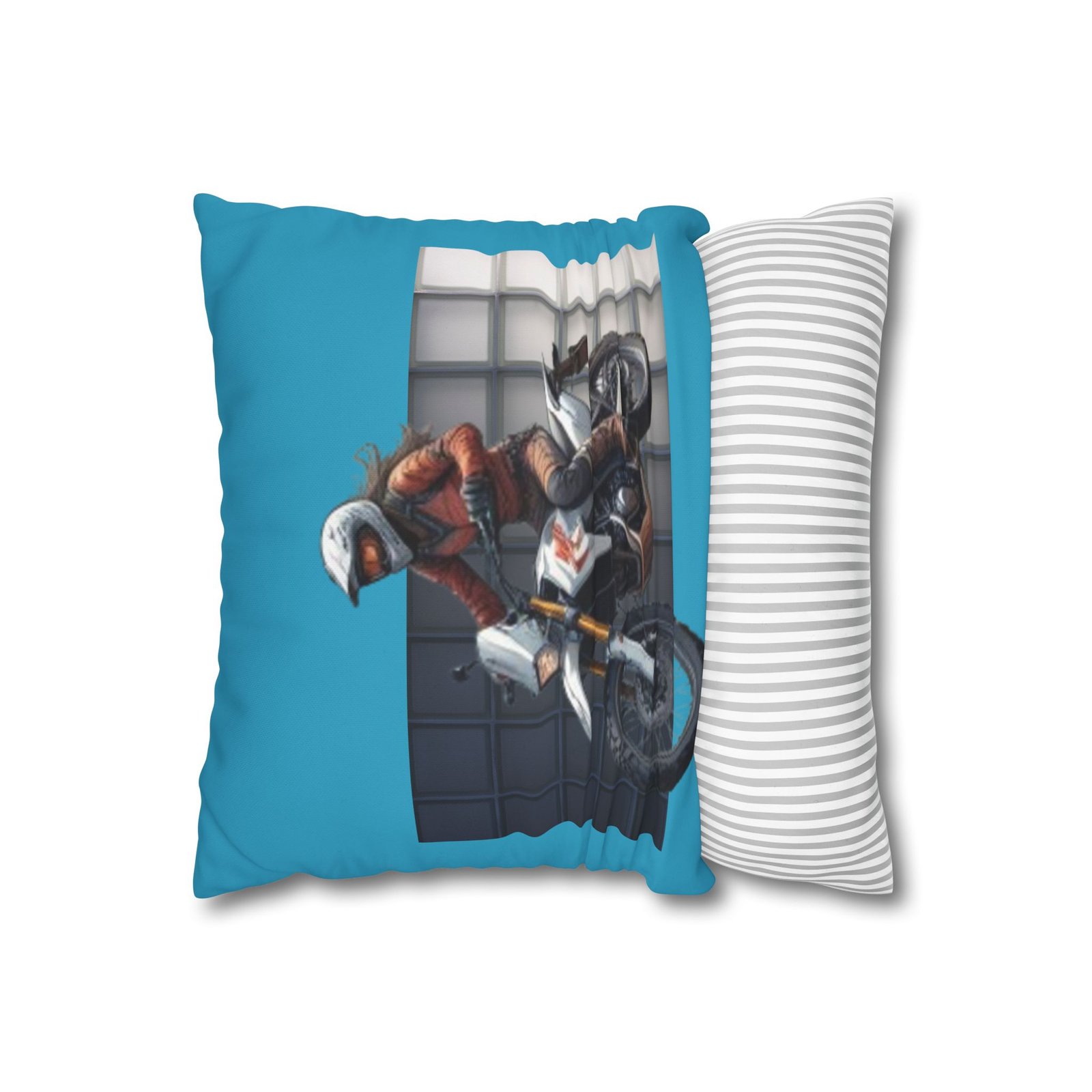 Scrambling Bikes Square Poly Canvas Pillowcase - Image 2