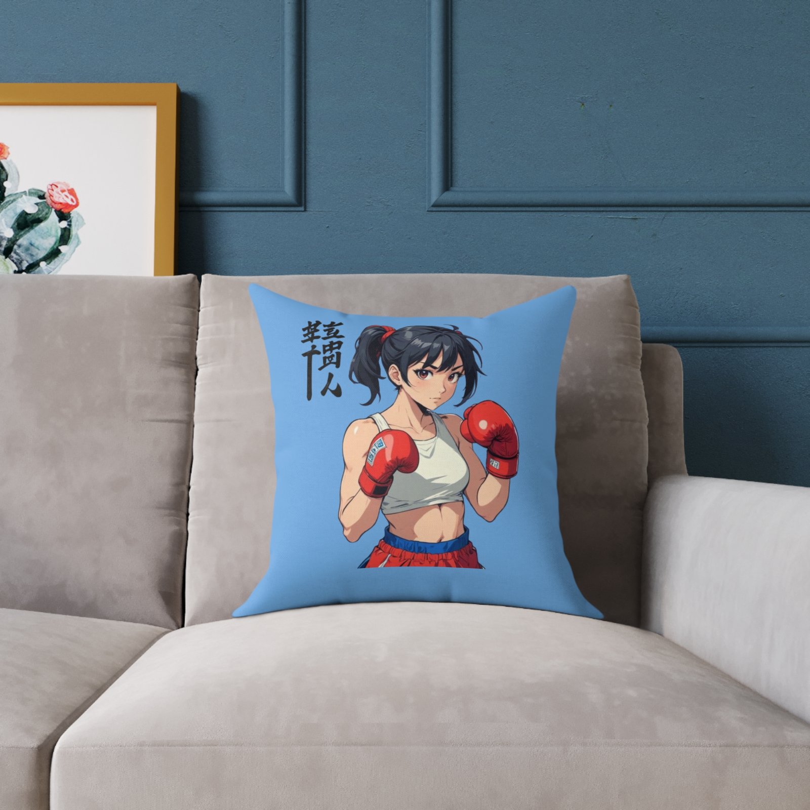 Boxing Square Poly Canvas Pillow - Image 3