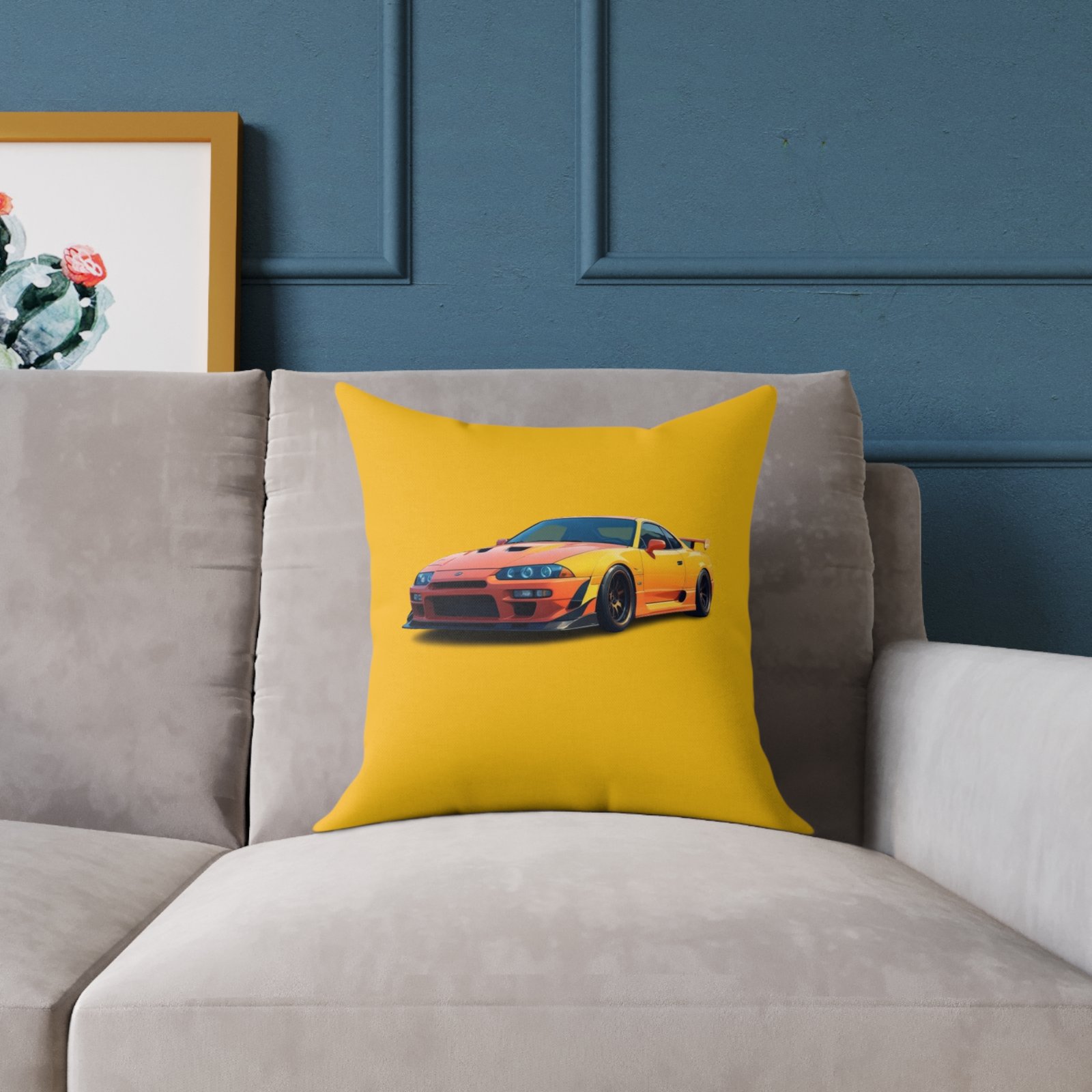 Fast Car Design Square Poly Canvas Pillow - Image 3