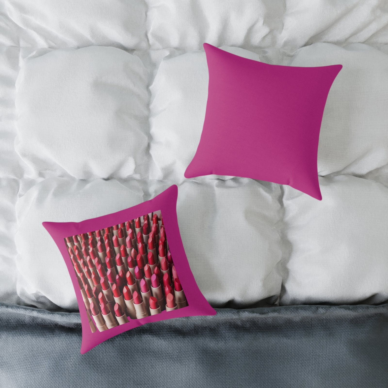 Lipstick Square Poly Canvas Pillow - Image 4