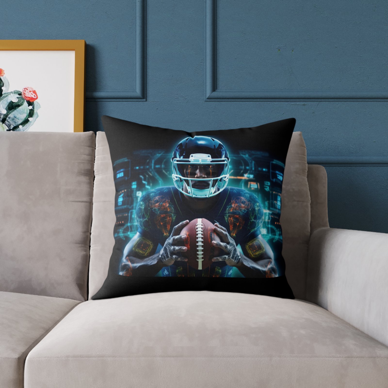 American Football Square Poly Canvas Pillow - Image 11