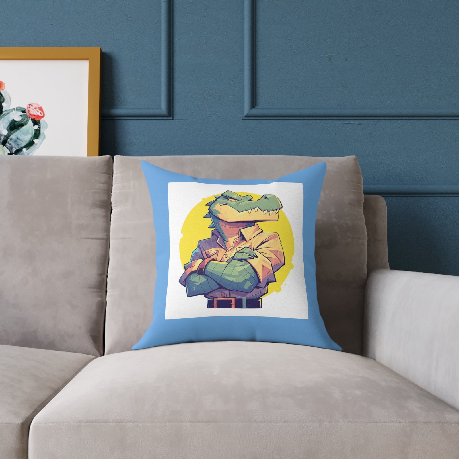 Dinassaur Square Poly Canvas Pillow - Image 3