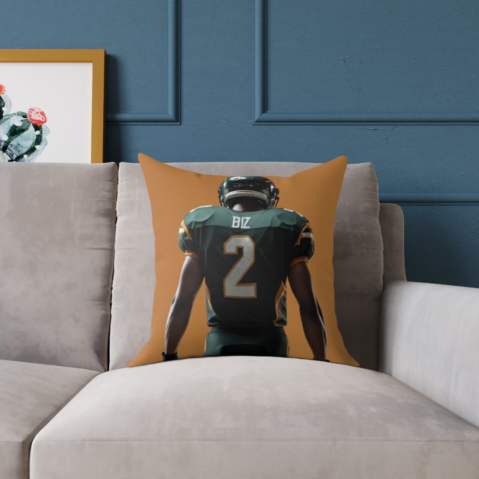 American Football Square Poly Canvas Pillow - Image 7