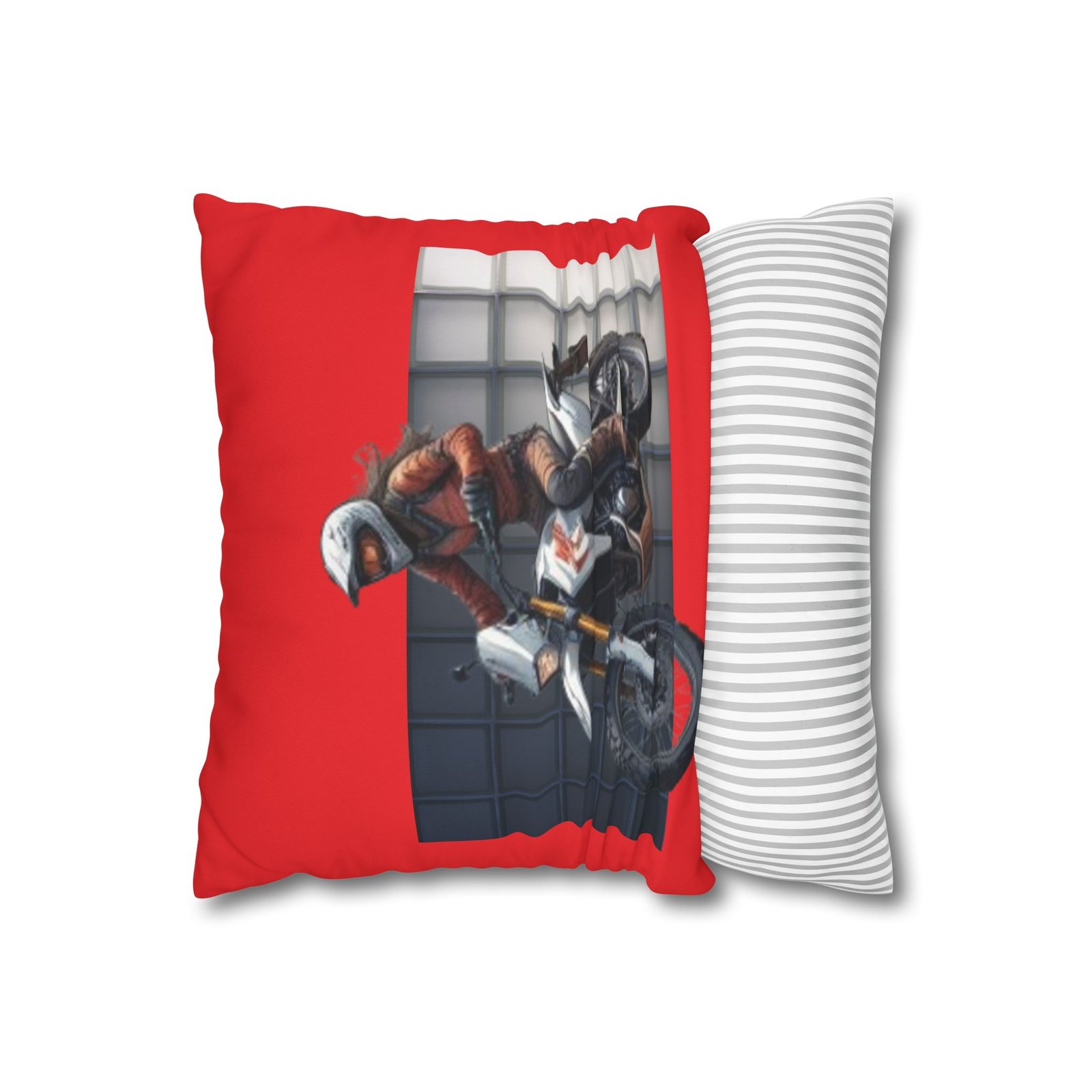 Scrambling Bikes Square Poly Canvas Pillowcase - Image 2