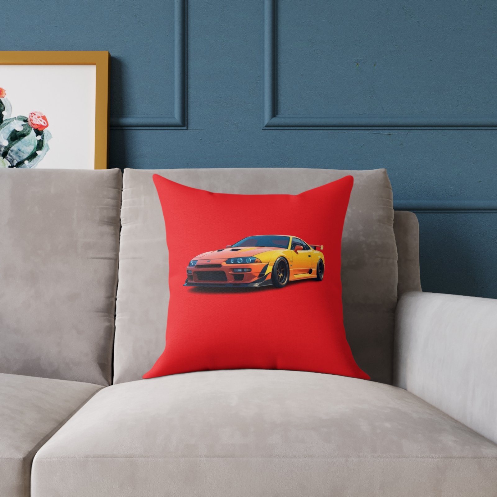 Fast Car Design Square Poly Canvas Pillow - Image 3