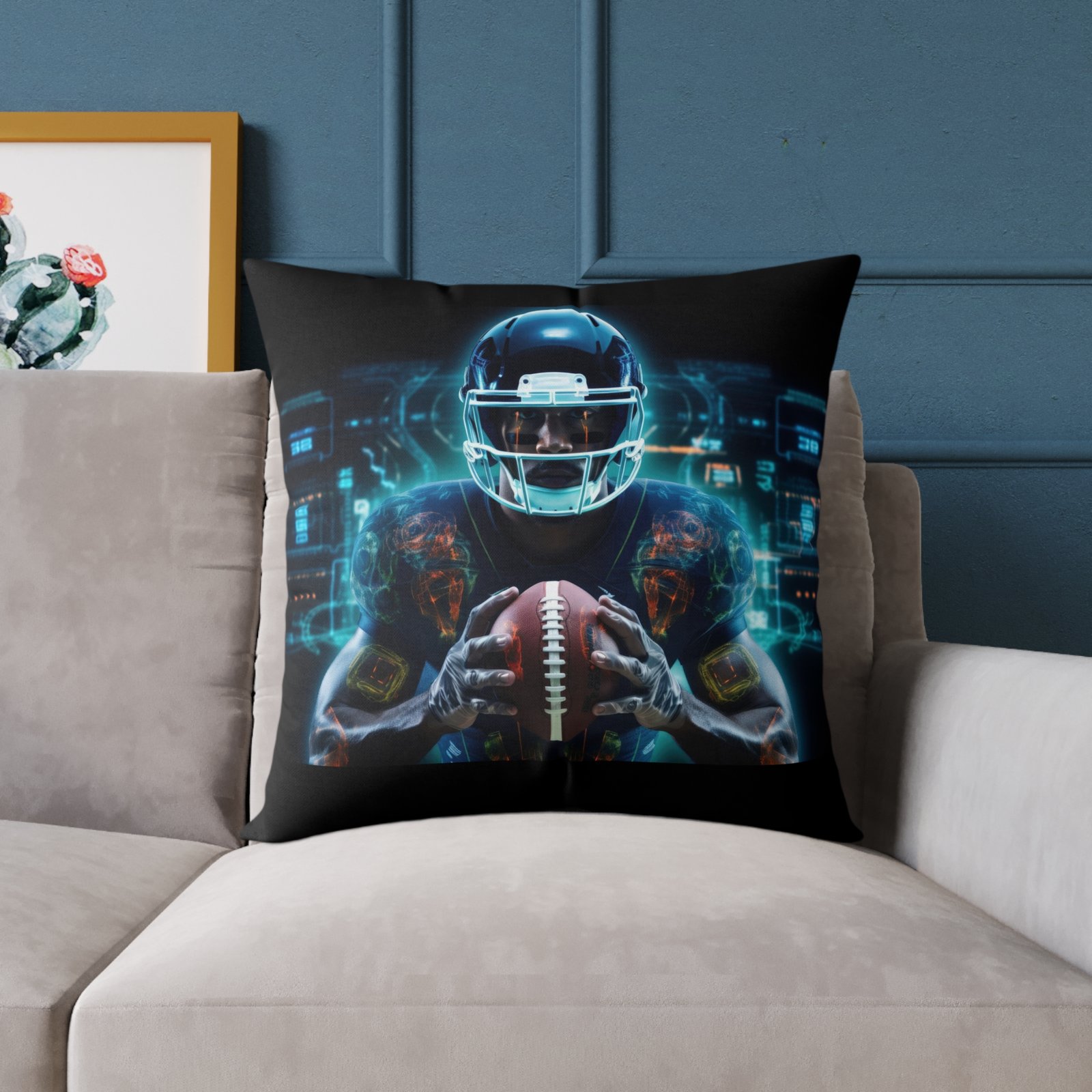 American Football Square Poly Canvas Pillow - Image 15