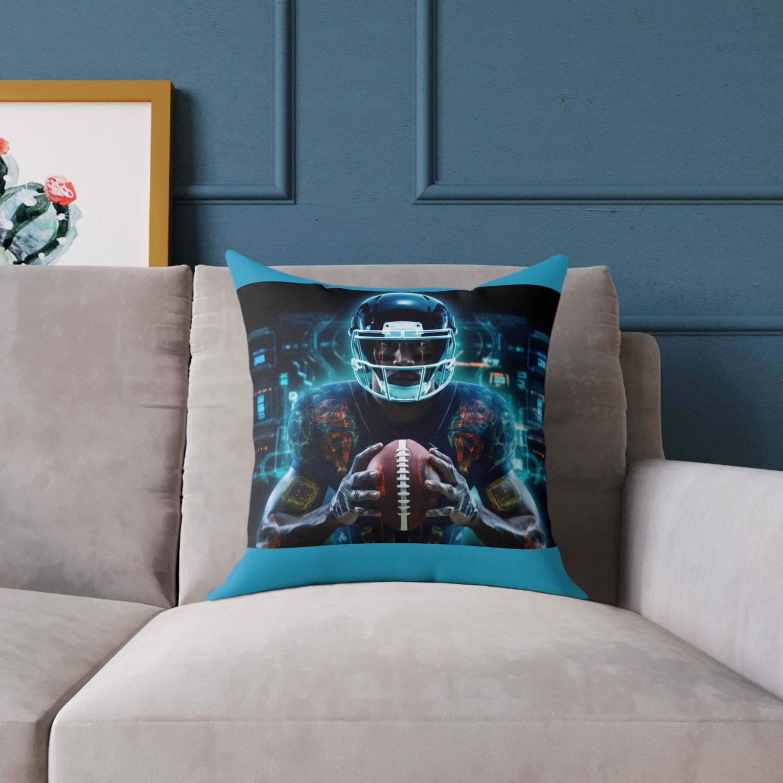 American Football Square Poly Canvas Pillow - Image 7