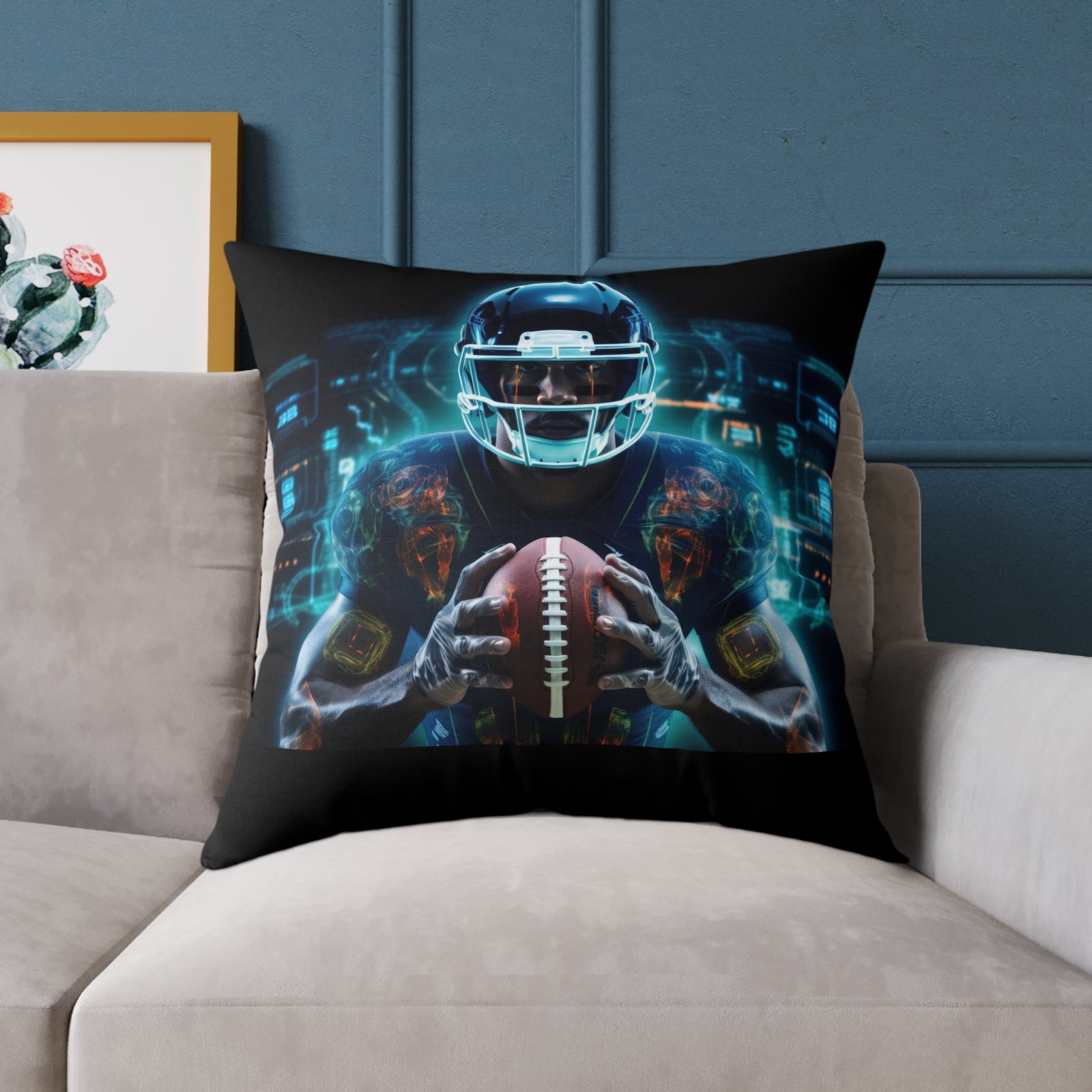 American Football Square Poly Canvas Pillow - Image 19