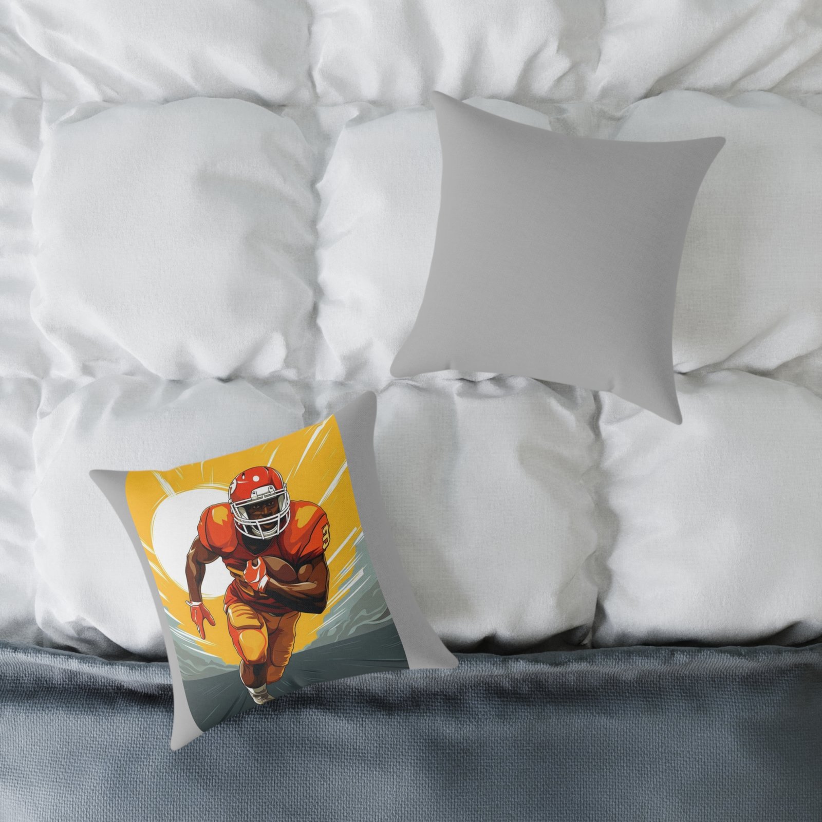 American Football Square Poly Canvas Pillow - Image 4