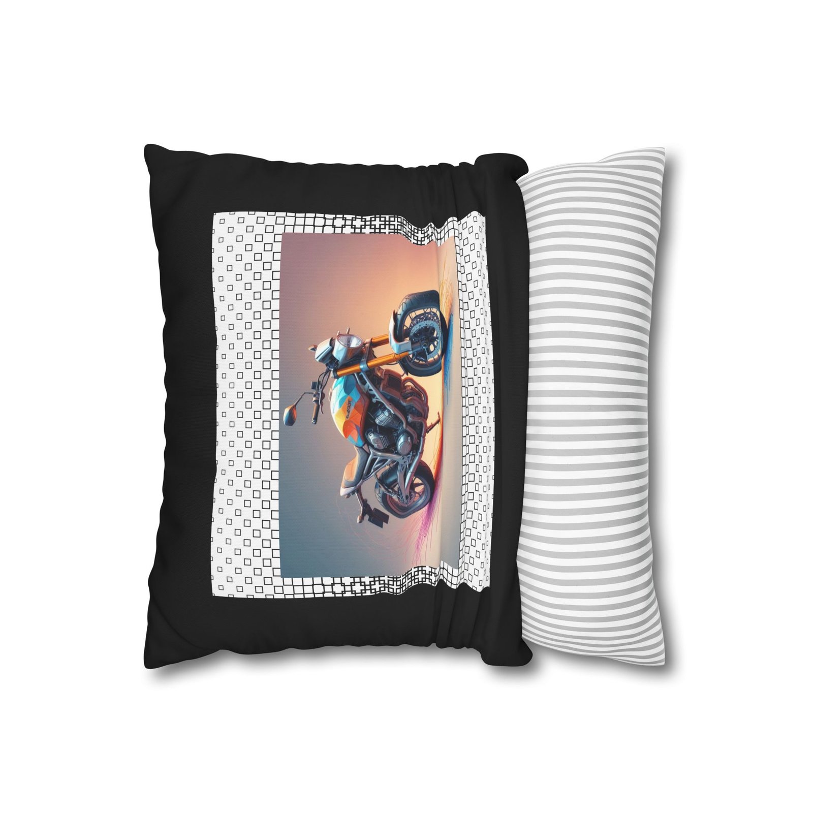 Scrambling Bikes Square Poly Canvas Pillowcase - Image 2