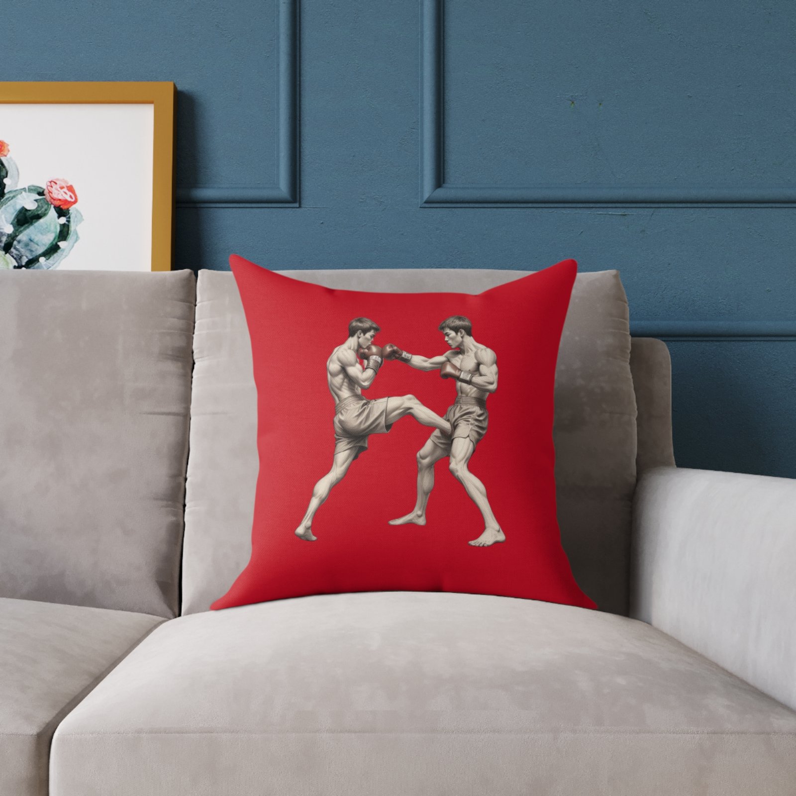 Kickboxing Square Poly Canvas Pillow - Image 7