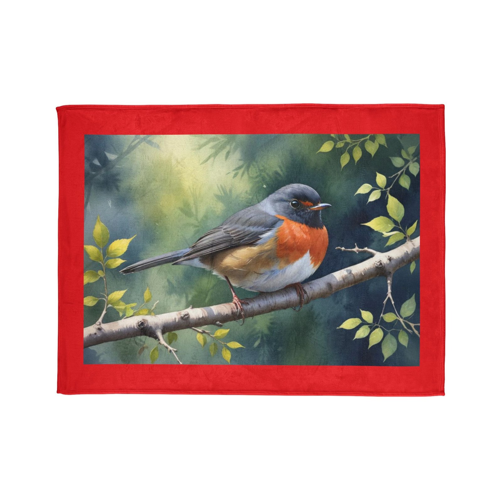 Robin Red Breast Soft Polyester Blanket - Image 9