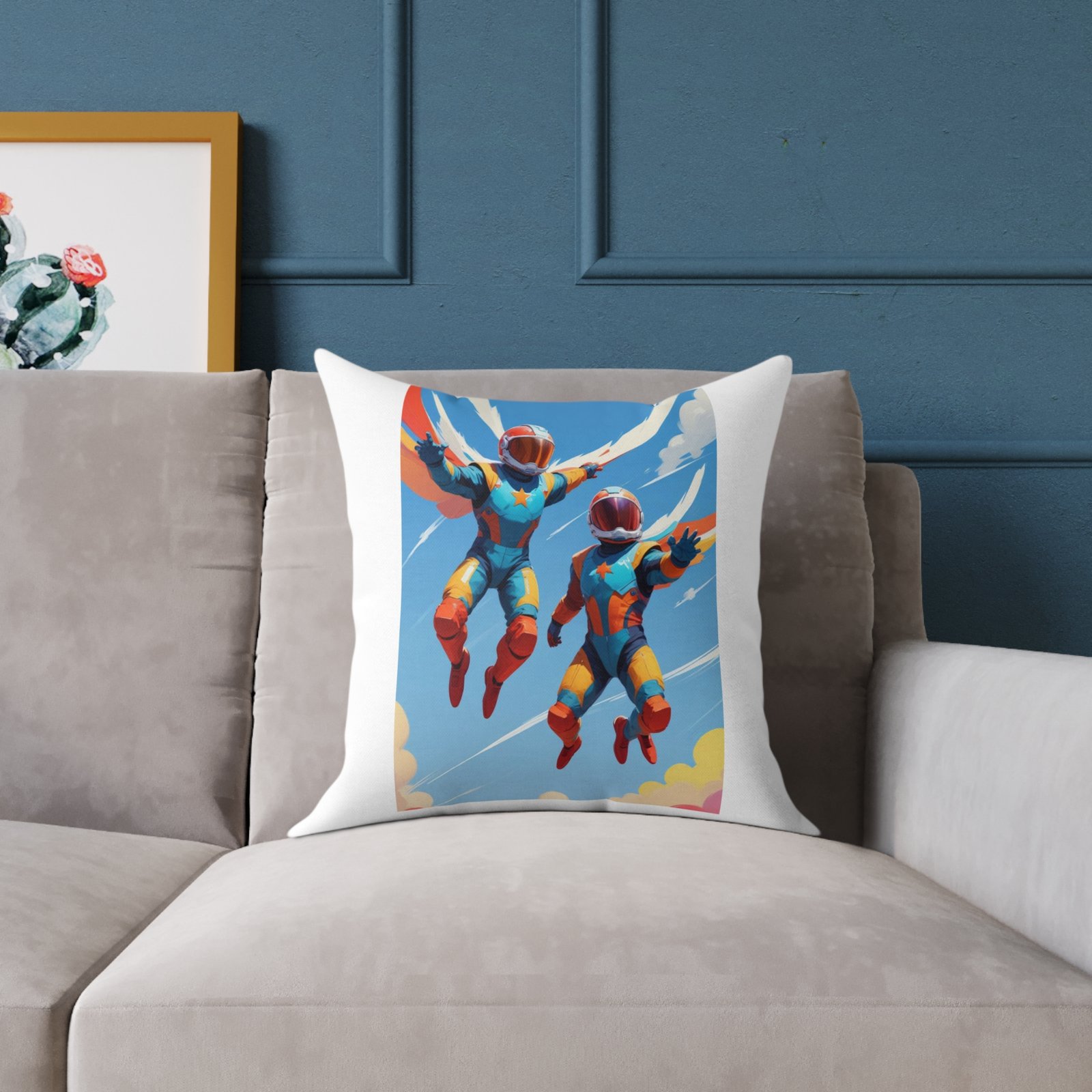 Parachuters Square Poly Canvas Pillow - Image 7